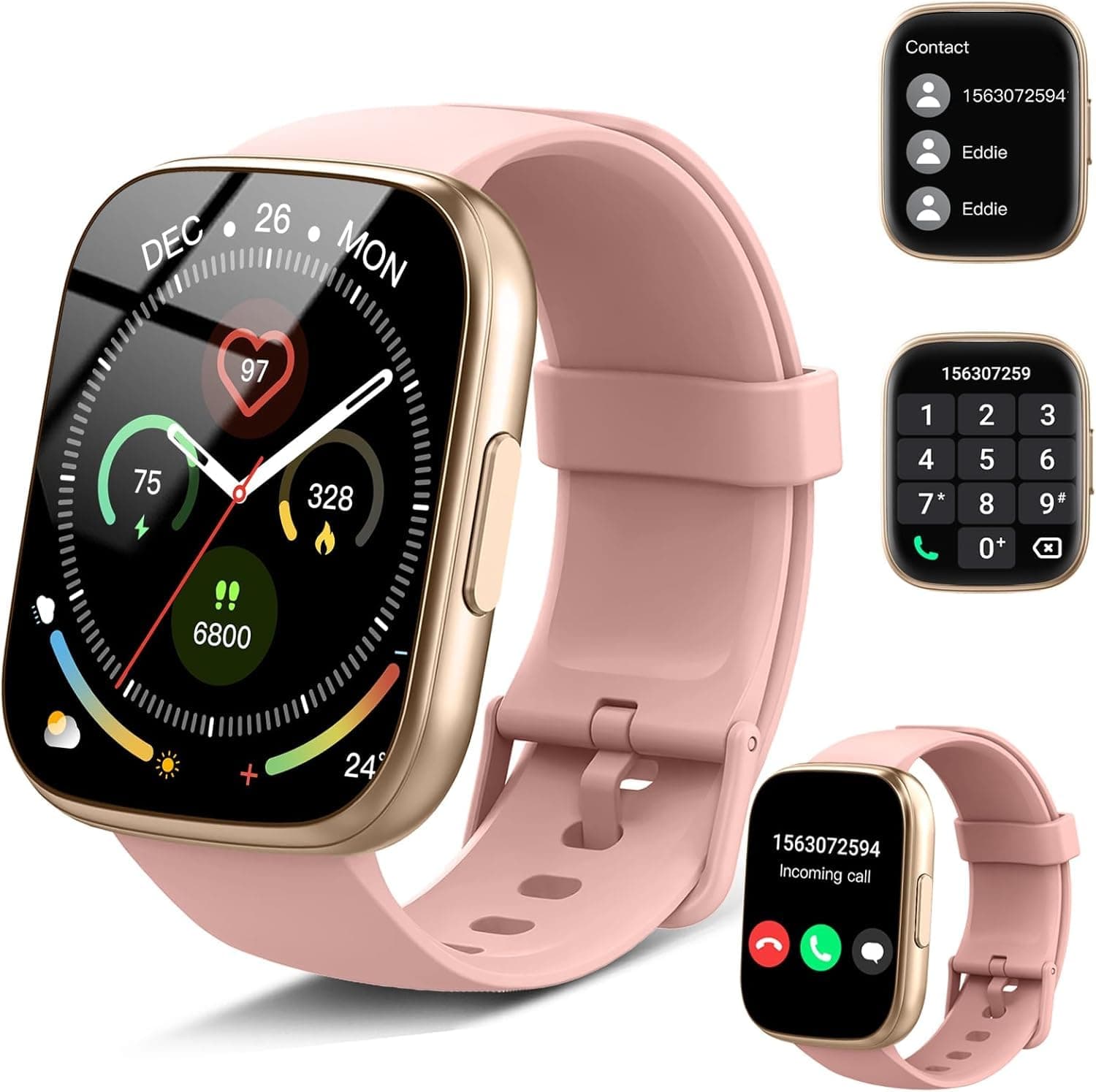 Reloj Inteligente Mujer, 1.95" HD Smartwatch con Llamadas Bluetooth, 110+ Modos Deportivos, 2026 Smart Watch con Pulsómetro/Monitor de Sueño/Podómetro, IP68 Pulsera Actividad para Android iOS, Rosa