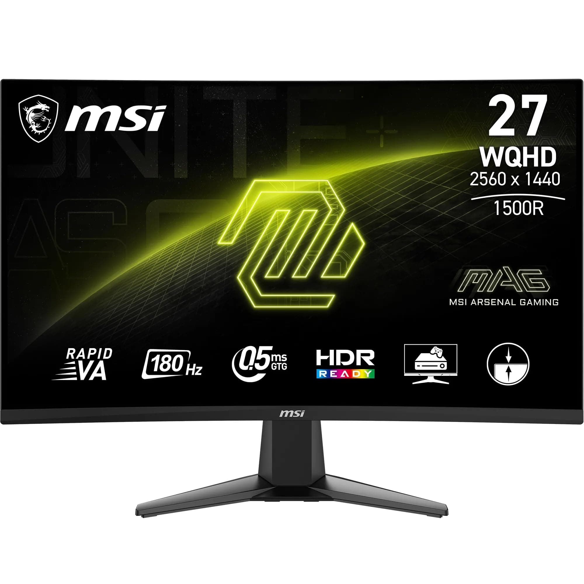 MSI MAG 27CQ6FA écran Gaming incurvé FHD de 27" - Dalle Rapid VA 2560 x 1440 1500R, 180 Hz / 0,5ms (GtG, Min.), AMD FreeSync™ - DP 1.2a, HDMI™ CEC