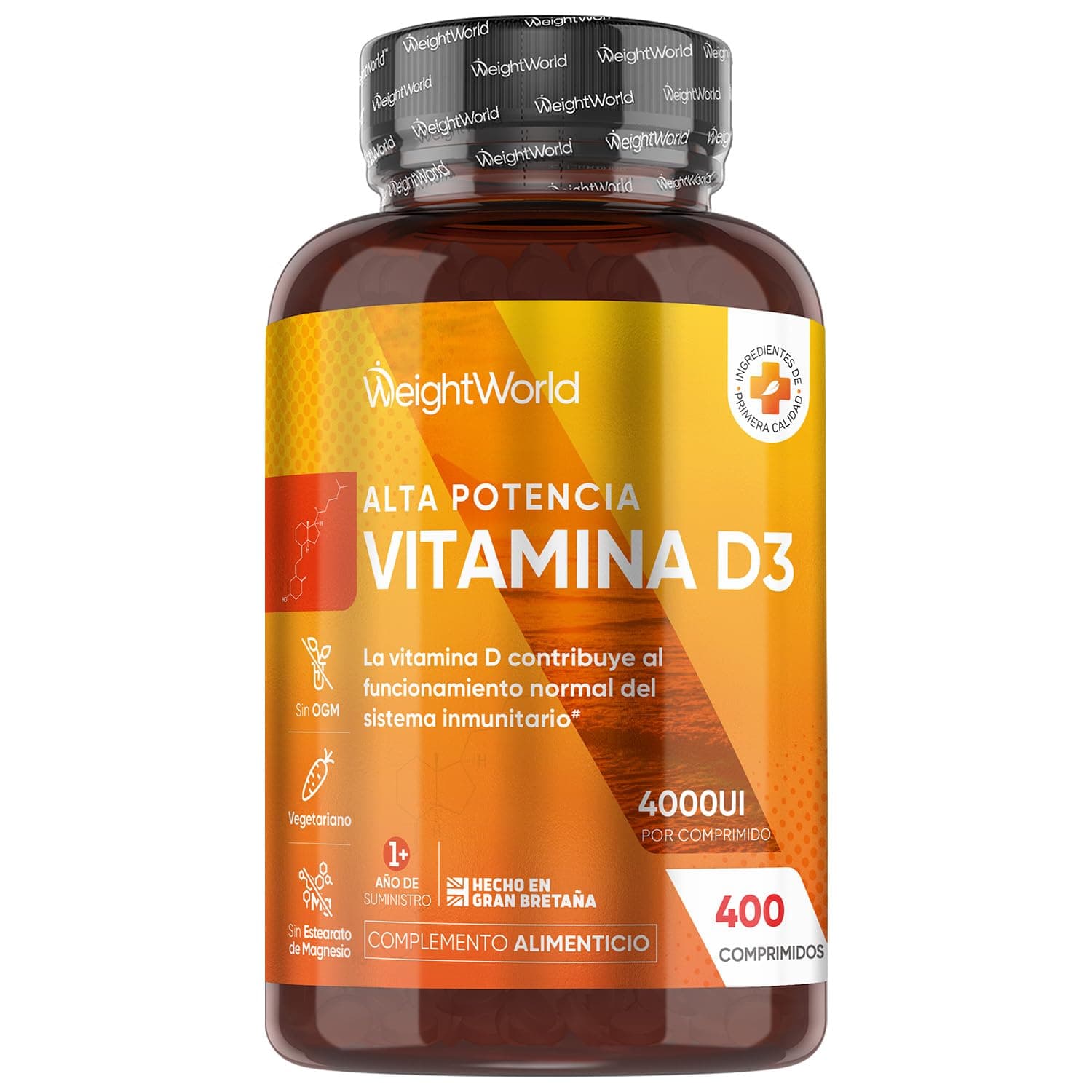 Vitamina D3 4000UI, 400 Comprimidos, +1 año de Suministro - La vitamina D Contribuye al Funcionamiento Normal del Sistema Inmune (EFSA), Apto para Vegetarianos, Sin Estearato de Magnesio ni OGM