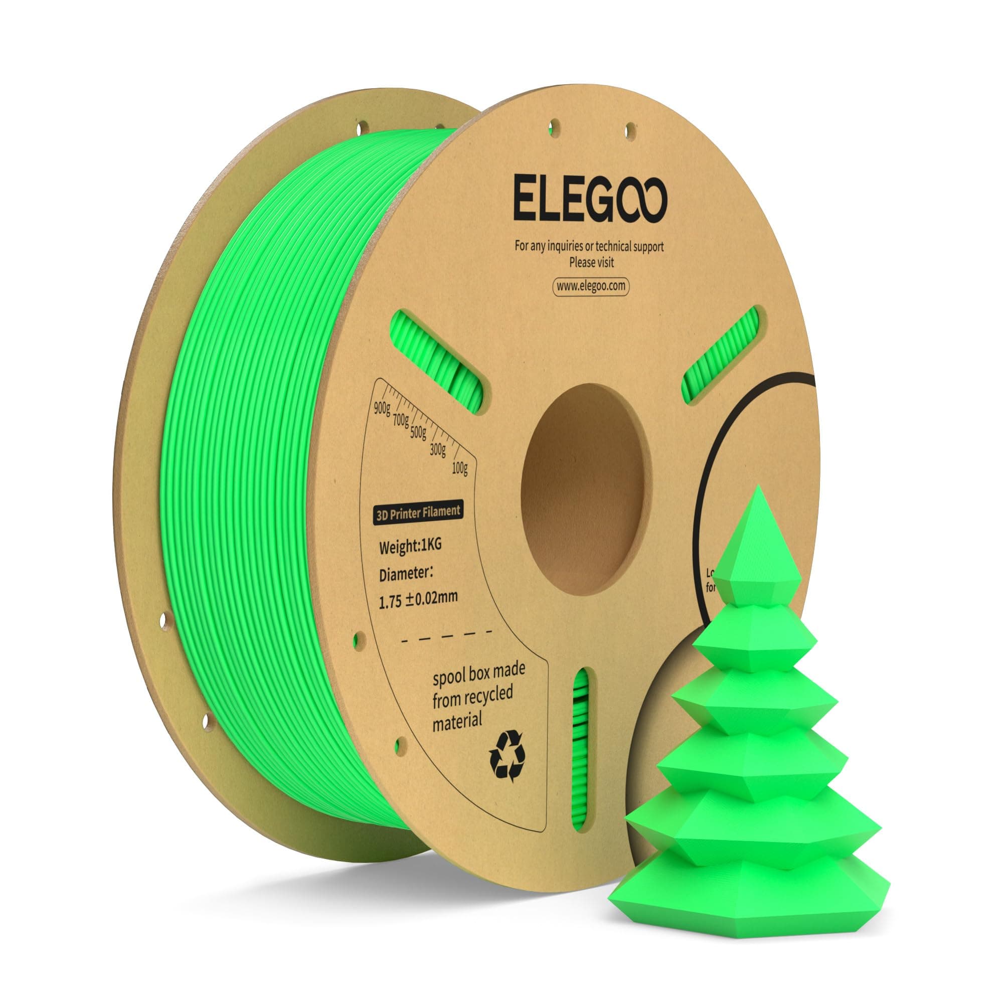 ELEGOO PLA+ Filament 1.75mm Neon Grün 1KG, PLA Plus 3D Drucker Filament, Härter und Stärker Filament-3D-Druckmaterialien, Maßgenauigkeit +/-0,02mm, Kompatibel mit den 3D Printer(1KG/Spool, 2.2lbs)