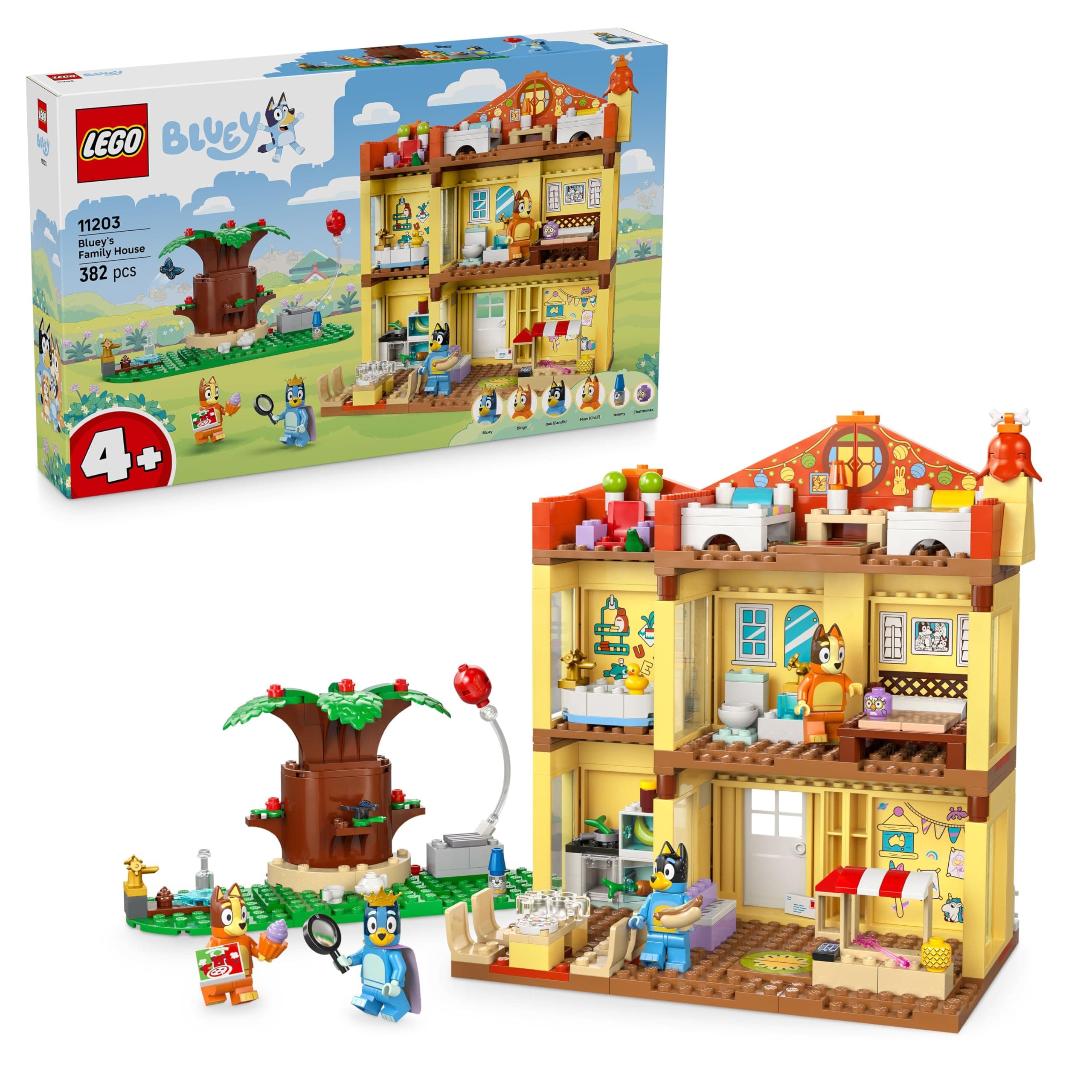 LEGO Bluey Casa Familiar de Bluey de Juguete - Juego Educativo Modular con Habitaciones, Jardín, 4 Minifiguras Inc. Bingo y Más - Regalo para Niños y Niñas de 4+ Años Fans de la Serie de TV 11203