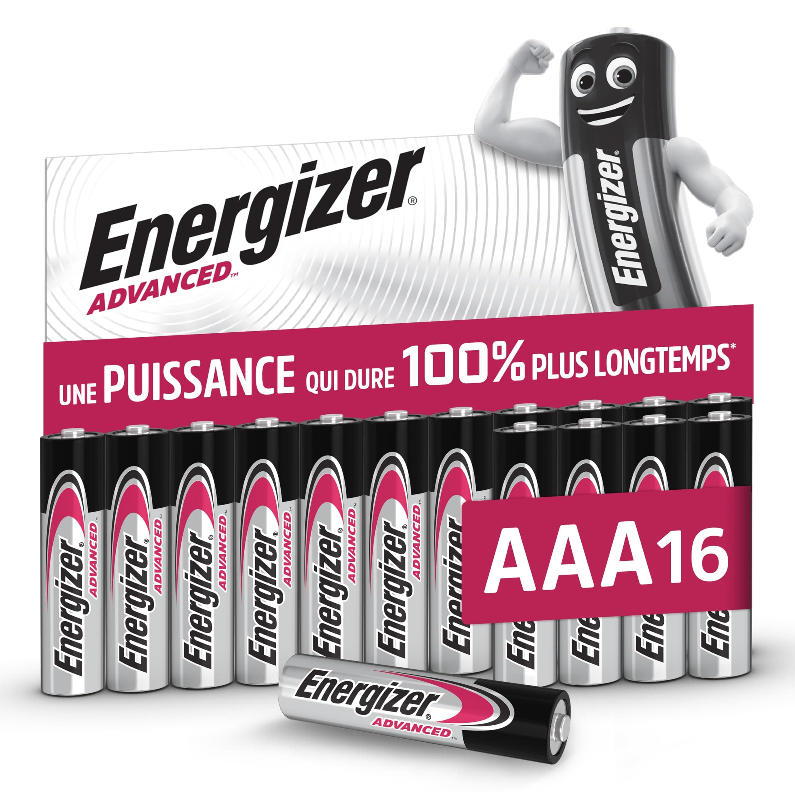 Energizer Advanced - Piles AAA (Lot de 16) Alcaline 1,5V - Haute Performance - Télécommandes, Jouets et Électroniques - Made in EU - Emballage 0% Plastique - Conservation 10 Ans [Exclusivité Amazon]
