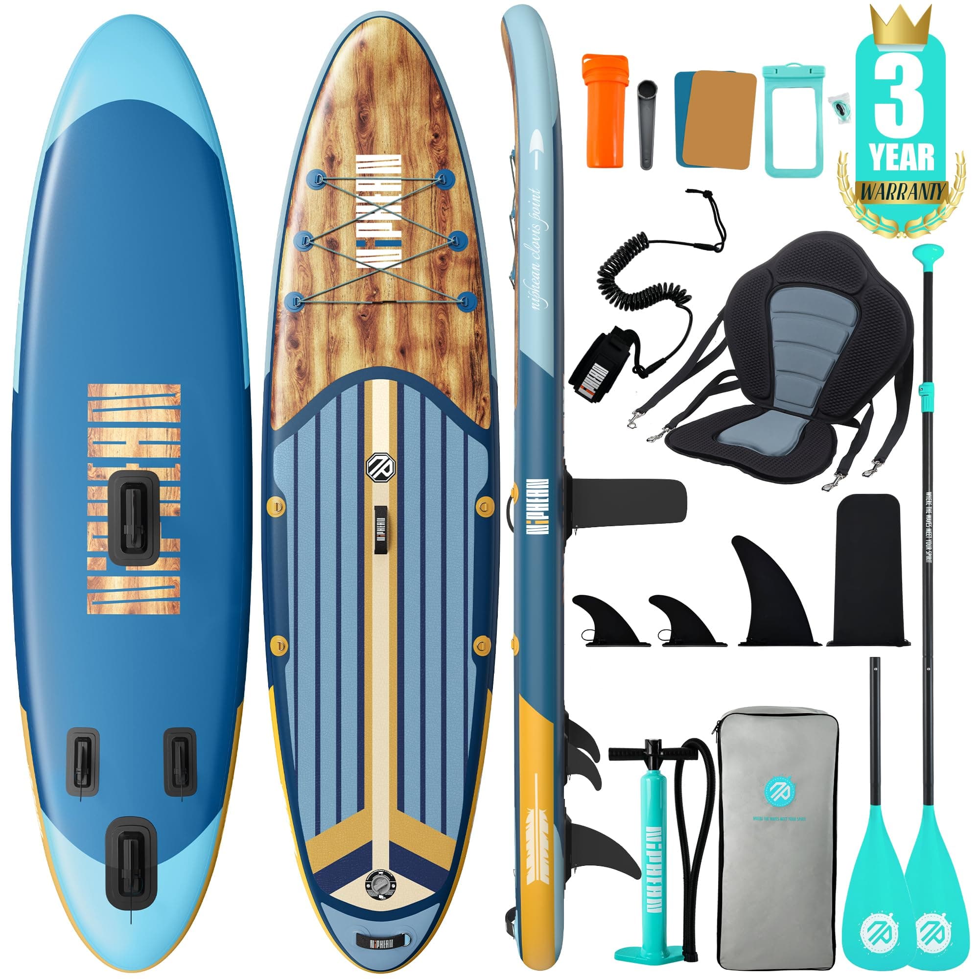 Niphean SUP Gonfiabile Adulti con Tutti gli Accessori, 320cm Stand up Paddle Gonfiabile per Tutti i Livelli, Paddle Board con Capacità di 200kg per 2 Persone, Tavola da SUP Gonfiabile con Sedia