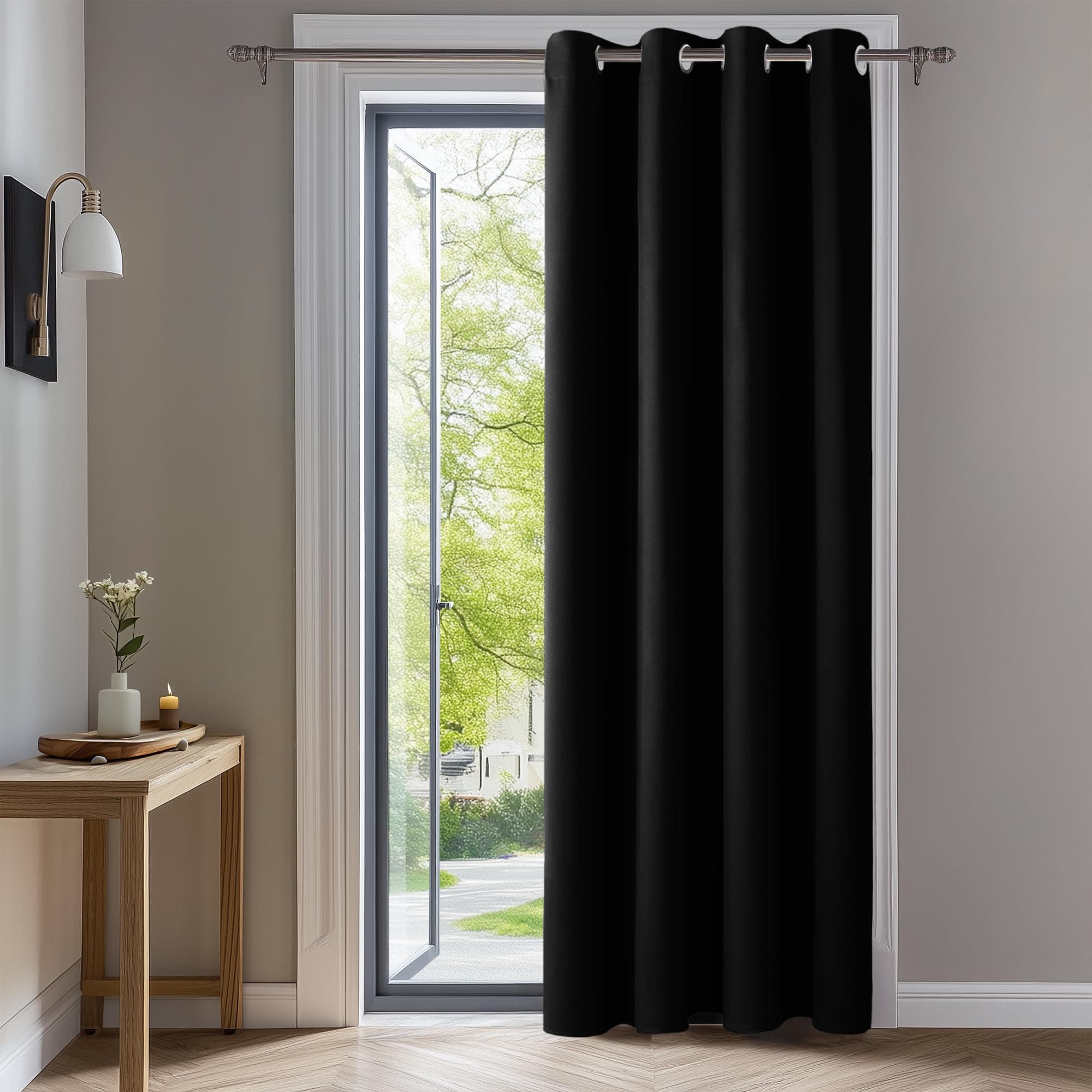 Deconovo Rideaux Occultants Isolant Thermique Anti Froid, 140X240 CM (Largeur X Hauteur), Design Moderne à Oeillets, Rideaux pour Chambre Gar?on, Halloween Noir, 1Pièces