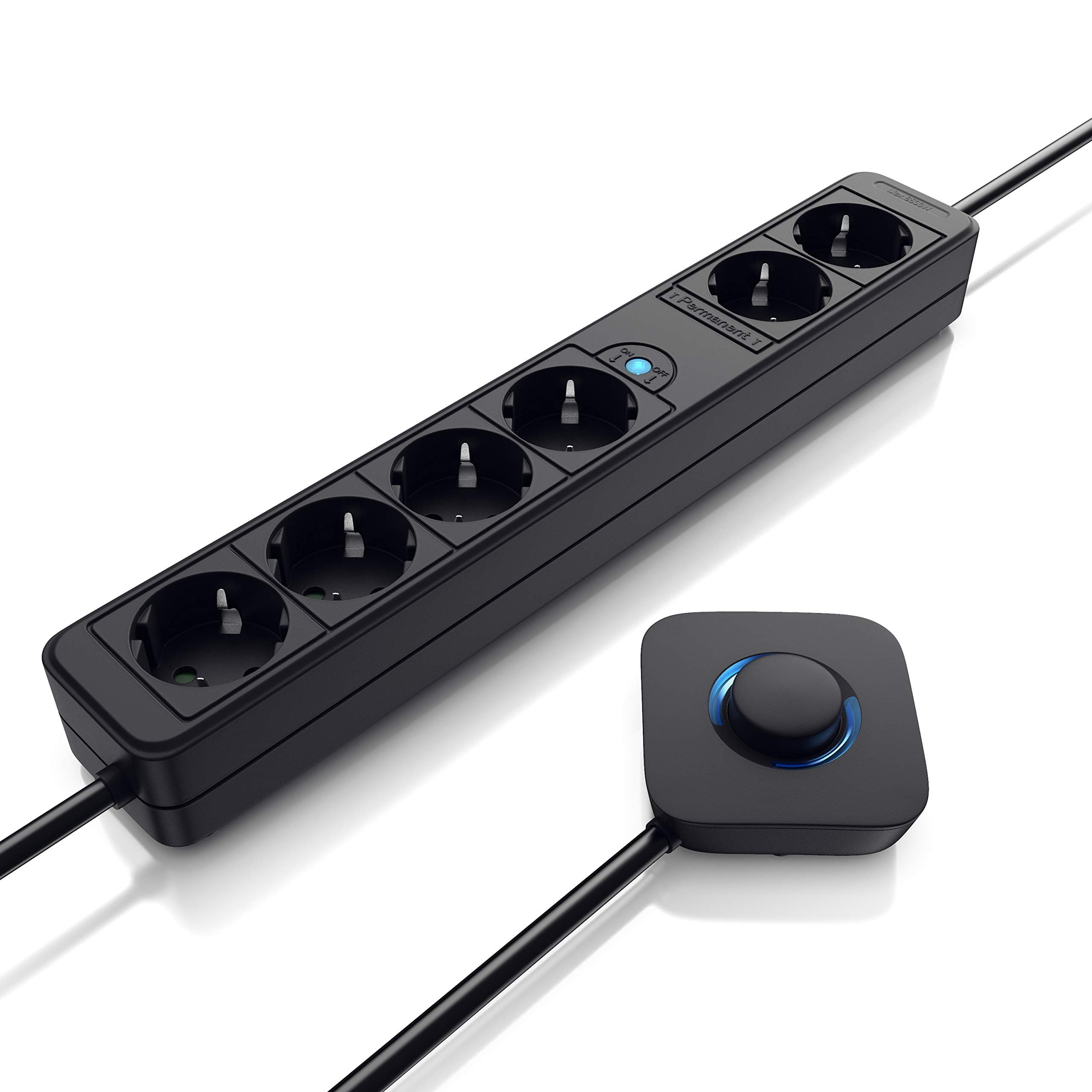 CSL - Steckdosenleiste 6 Fach mit Fußschalter - Mehrfachsteckdose für Wandmontage - Mehrfachsteckdosenleiste mit Berührungsschutz - Mehrfachstecker mit 2X Dauer ON Steckern