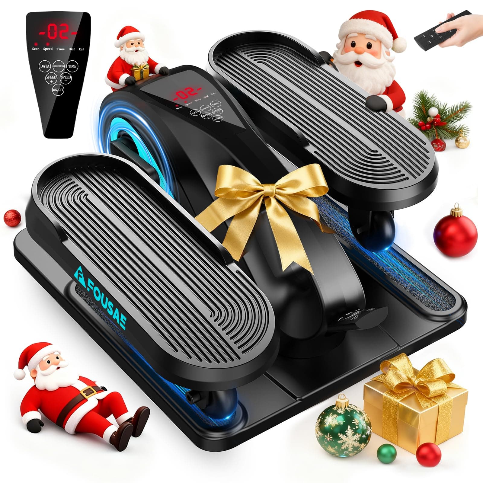 FOUSAE Mini Elíptica Eléctrica de Escritorio, Pedales Estaticos 2 en 1 con 15 Velocidades Ajustables y 3 Modos Automáticos, Pedaleador Eléctrico Compacto y Silencioso, para Mayores y Adultos