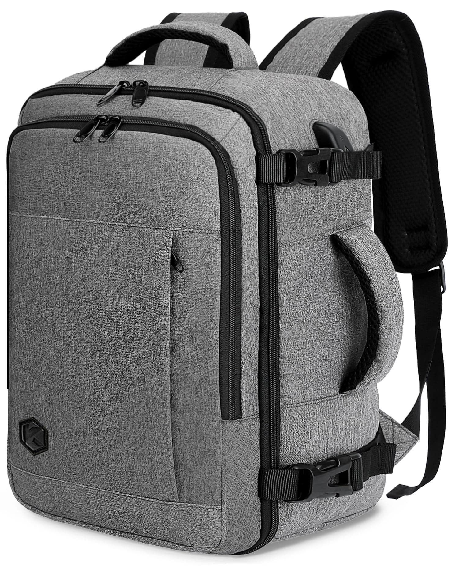 VANKEV Zaino Ryanair 40x20x25 Zaino da Viaggio Aereo Bagaglio a Mano Donna Uomo 20L per Voli Porta PC 14 Pollici per Scuola e Lavoro Trekking grigio chiaro