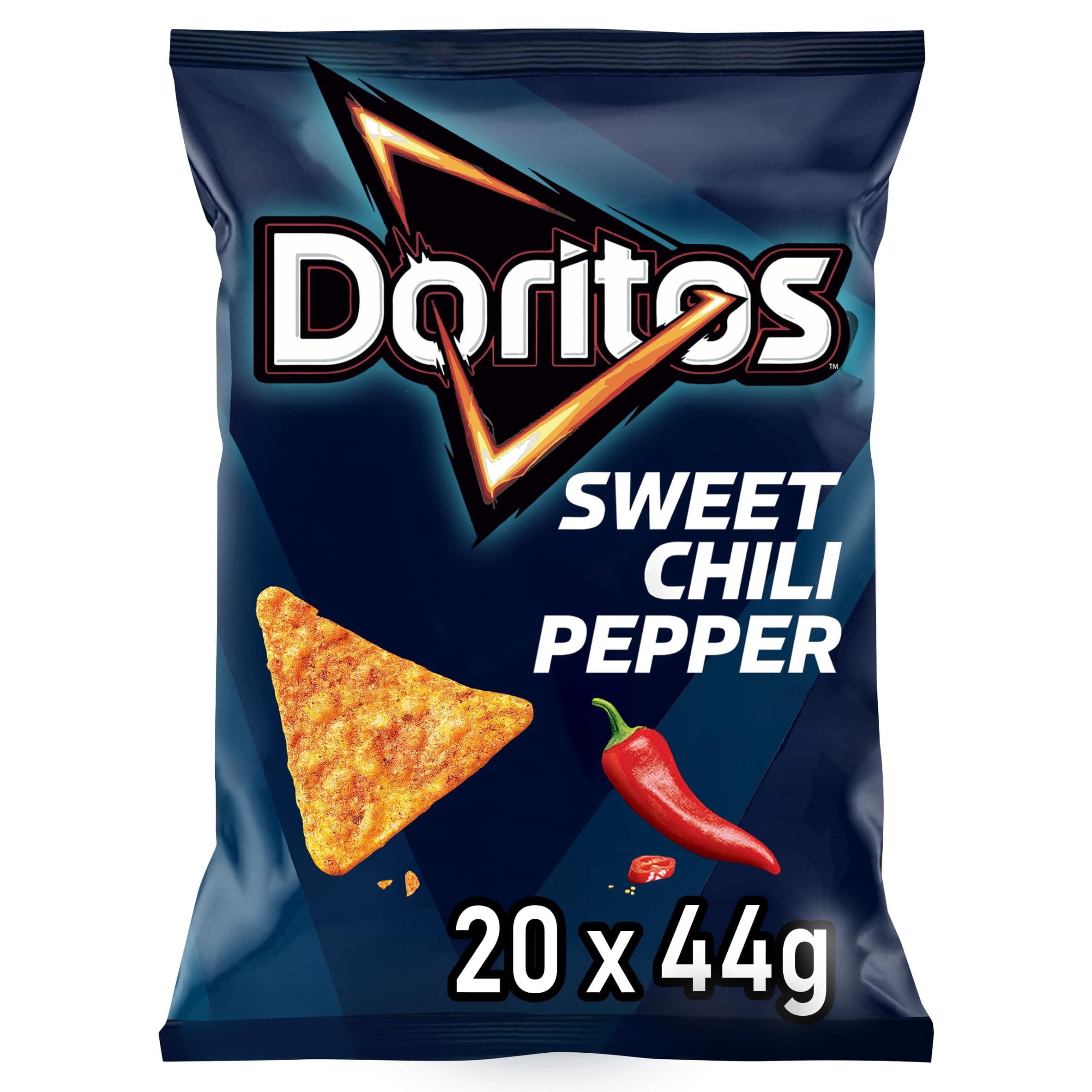 Doritos Sweet Chili Pepper - Tortilla Nachos mit süßem Chili-Geschmack - Herzhafter Snack zum Knabbern aus Mais (20 x 44g)