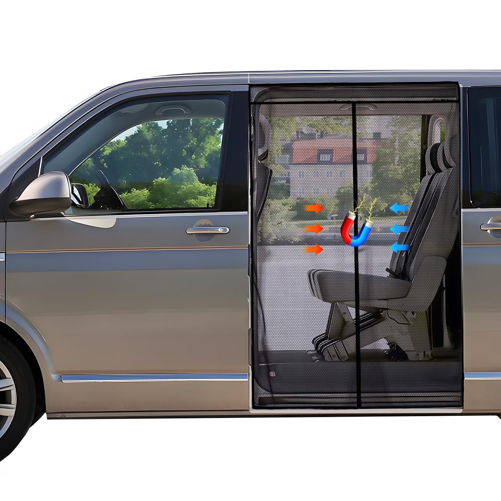 ZATOOTO Moustiquaire Magnétique pour VW T5 T6 pour Porte Coulissante, Moustiquaire, Protection Solaire, Filet d'ombrage de Porte Latérale Camping