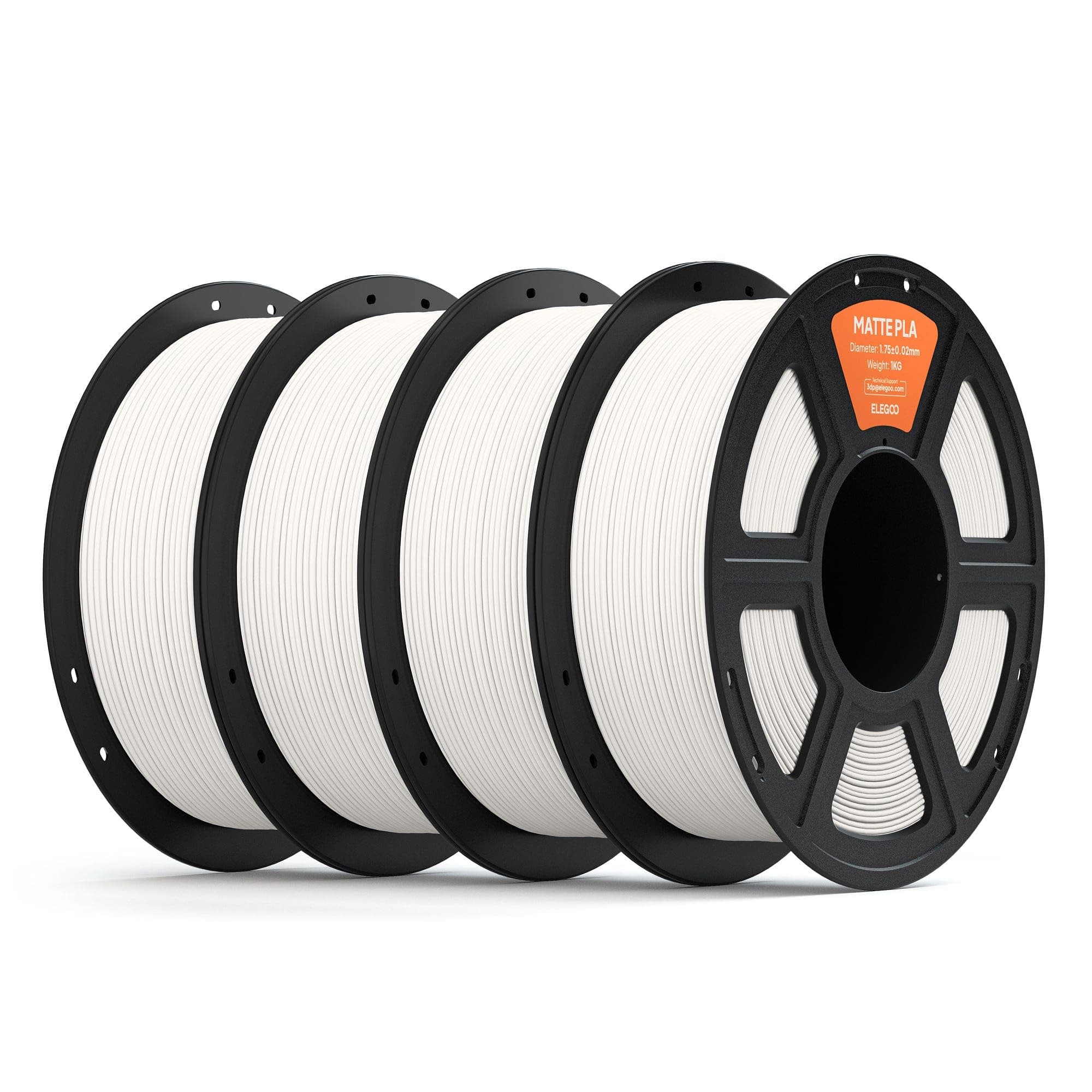 ELEGOO Matte PLA Filament 1.75mm Set Matt Weiß 4KG, 3D Drucker Filament Hohe Maßgenauigkeit, 1kg Kartonspule (2.2lbs) für die Meisten 3D Printer