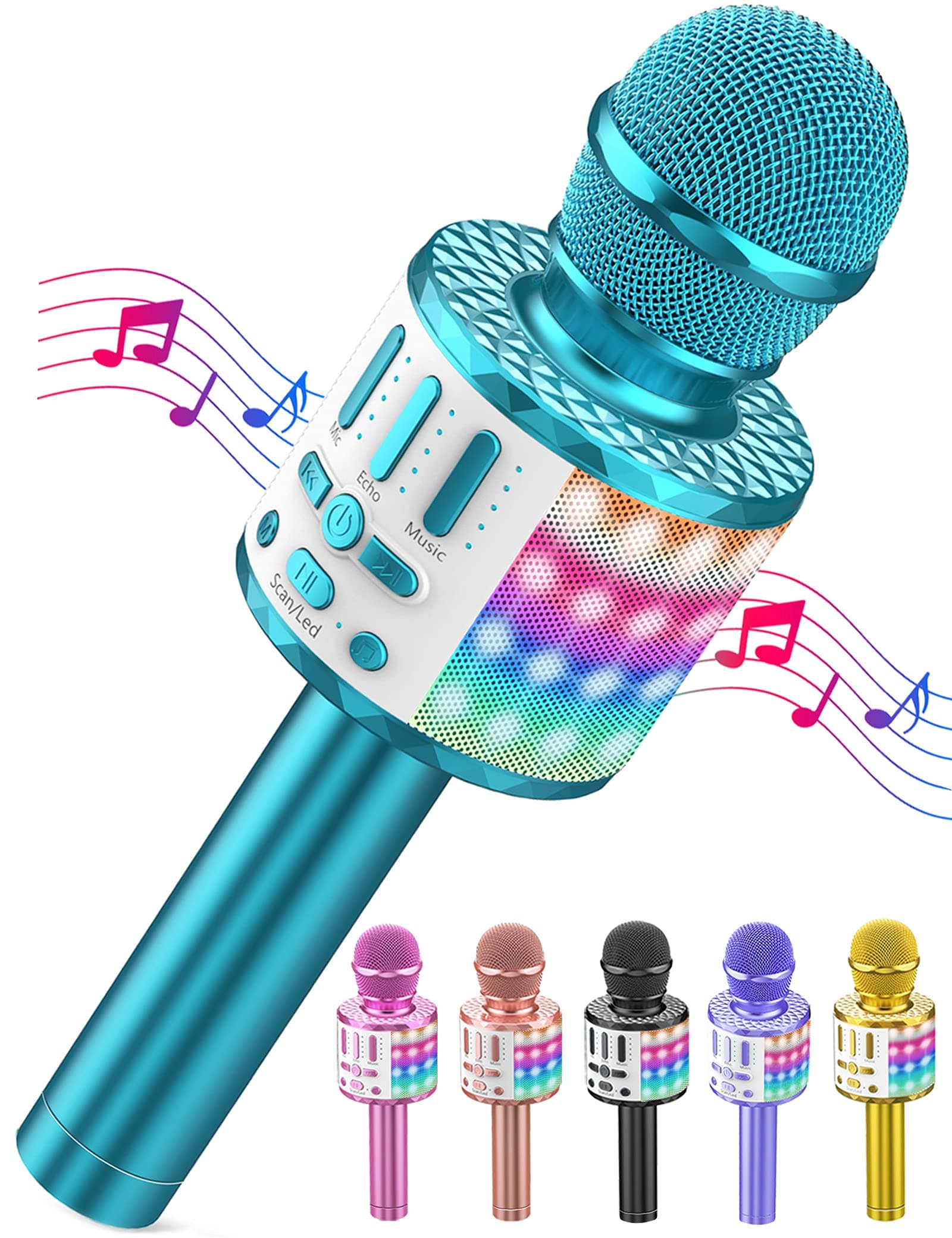 Microphone Sans Fil Bluetooth Karaoké, Portable Karaoké Micro Haut-Parleur Avec LumièRe, Microphone Karaoke Pour Enfants/Adultes Chanter Club Noël Anniversaire Soiree Famille Youtube Live, Idée Cadeau