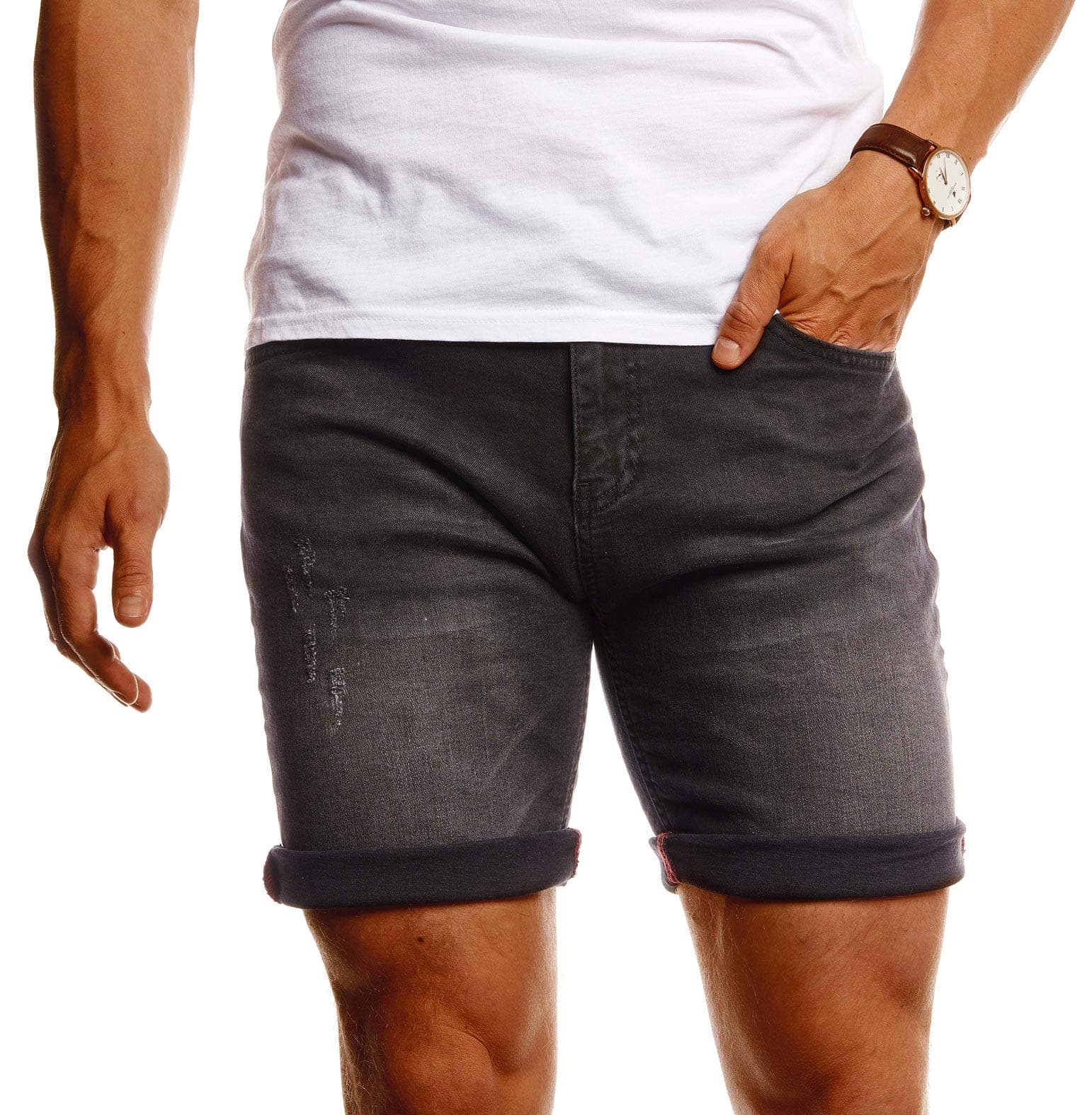 Leif Nelson Shorts Herren Kurze Hosen Männer Jeansshorts Denim Sommer Freizeithose Basic LN-1397