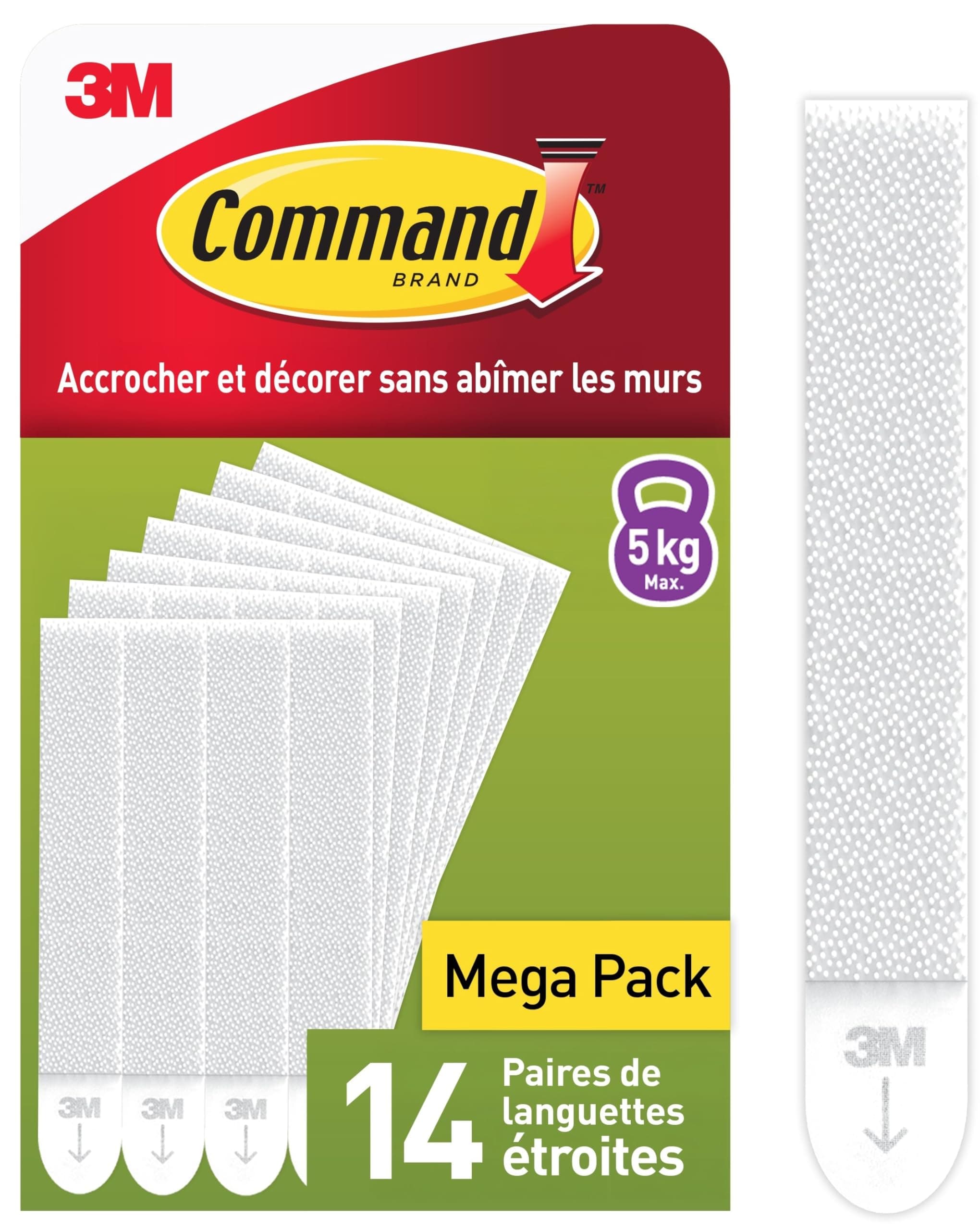 Command Languettes Accroches Tableaux pour Cadres Fins, Blanc, 14 Paires (28 Languettes) - Fixation sans Dommage