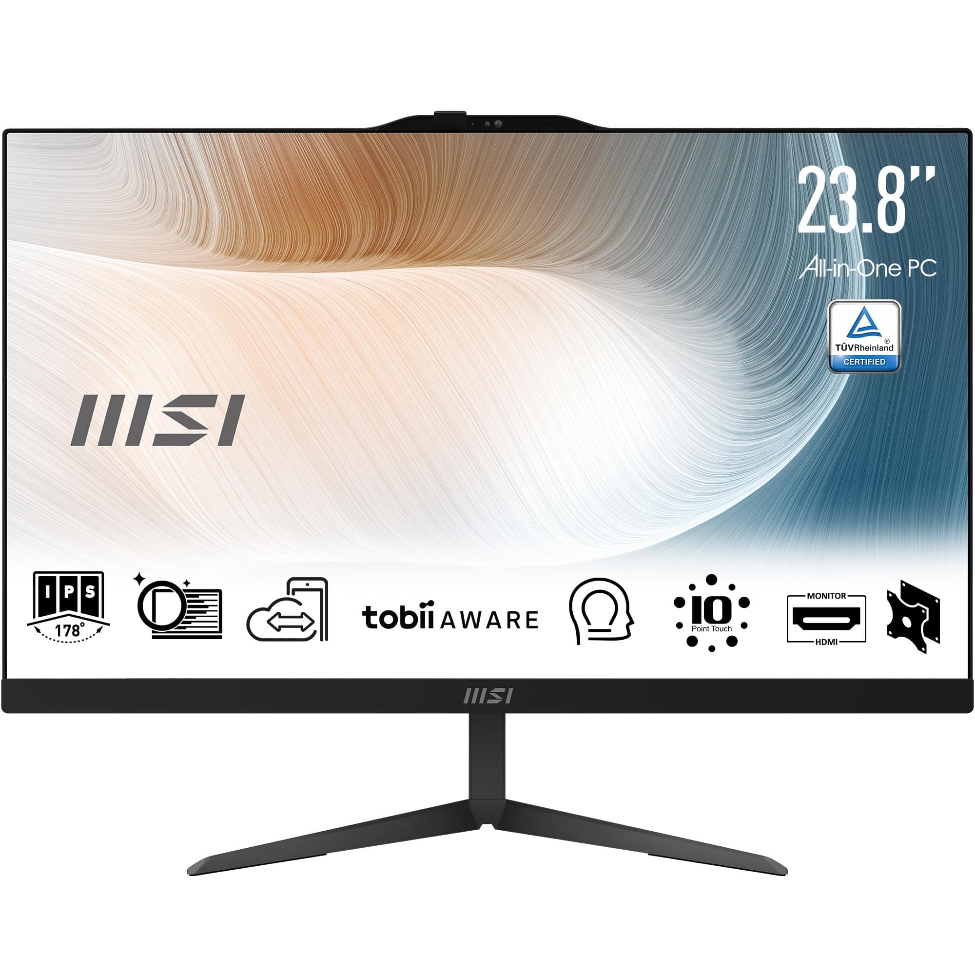 msi Modern AM242 12M-1244IT AIO Desktop - 23.8" IPS, Intel Core i5-1235U, 1920x1080 (FHD), 14ms, 8GB (DDR4 SDRAM), SSD 512GB, include tastiera e mouse cablati, webcam integrata - Windows 11 Home