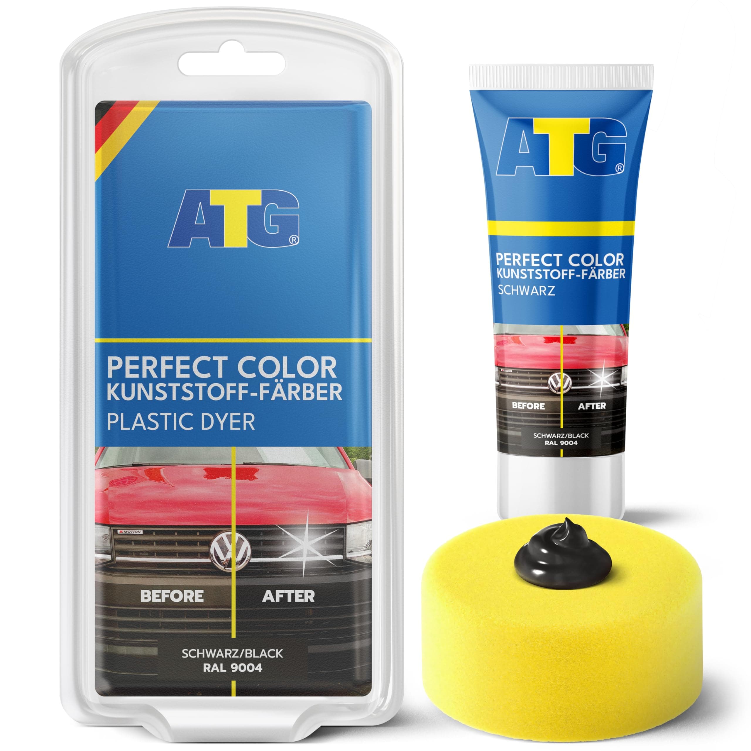 ATG® Rinnova plastiche Auto Nero - Ravviva plastiche Auto Esterno - Rinnova plastica - Cura Delicata della plastica per Esterni e Interni dell'auto - Rinnova paraurti Auto Nero plastiche Auto