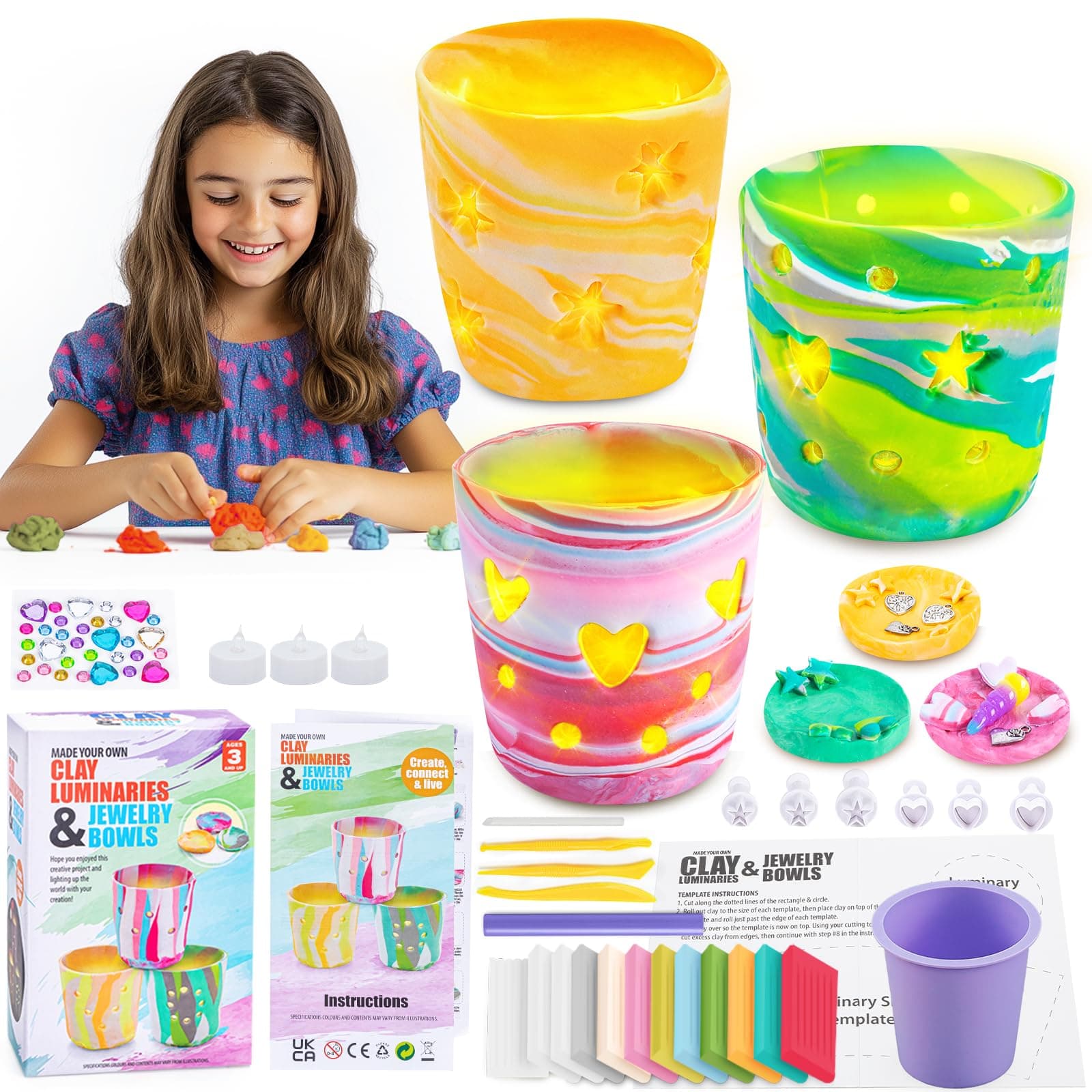 FGZU Kit Manualidades Niños 8 9 10 Años, DIY Lámparas de Barro Bricolaje, Manualidades Niñas, Creativos Juguetes Regalos Niños Niñas 6+ Años