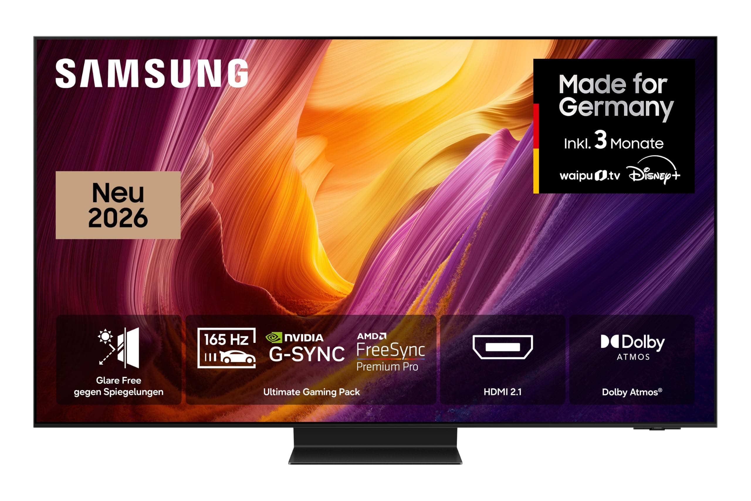 Samsung OLED S95H 4K 55 Zoll (138 cm), UHD Fernseher, Antireflexion mit Glare Free, OLED HDR pro, Ultimate Gaming Pack (NVIDIA G-SYNC & AMD FreeSync Pro) mit 165Hz, HDMI 2.1, Dolby Atmos, Smart AI TV