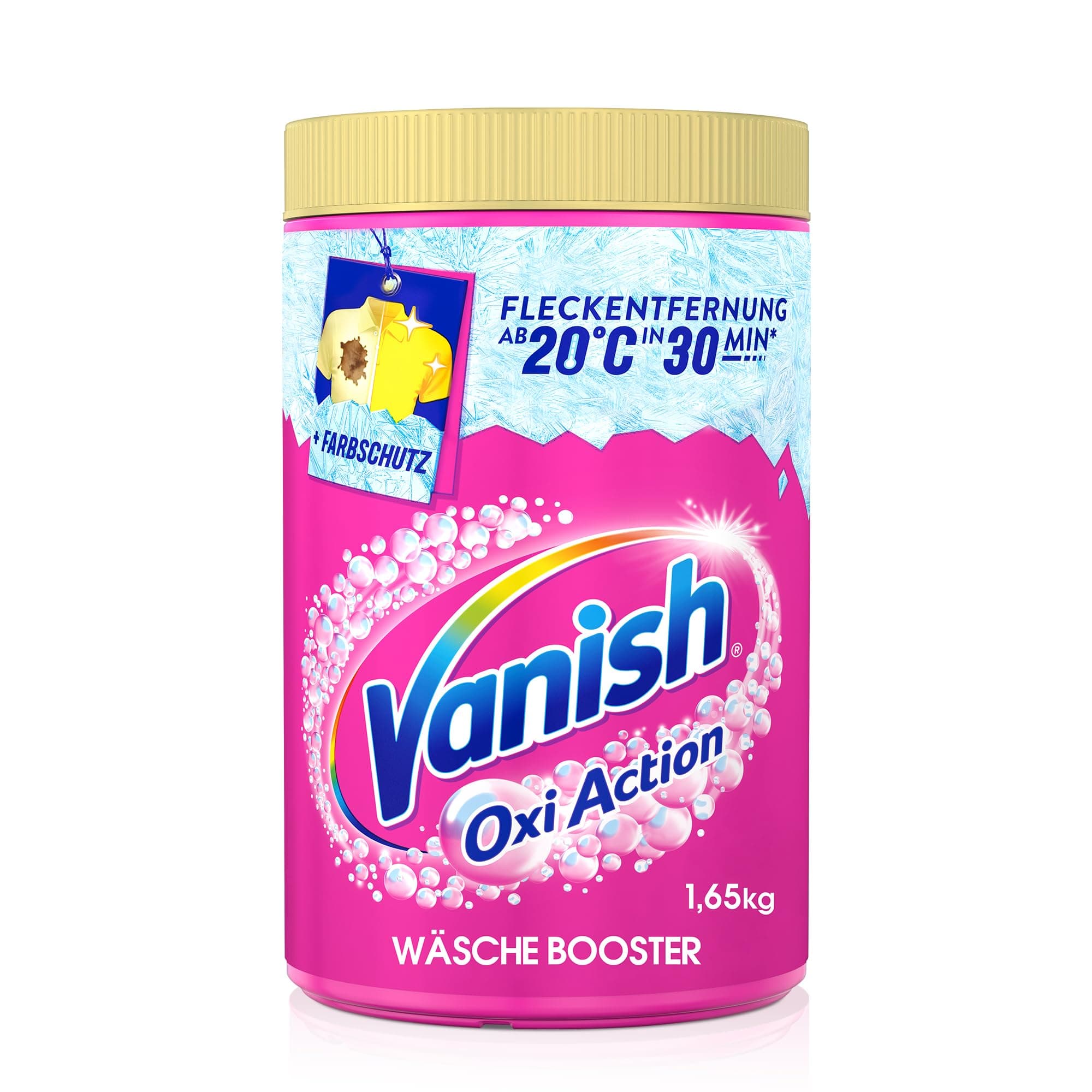 Vanish Oxi Action Pulver Pink – 1 x 1,65 kg – Fleckenentferner und Wäsche-Booster Pulver ohne Chlor – Für bunte Wäsche