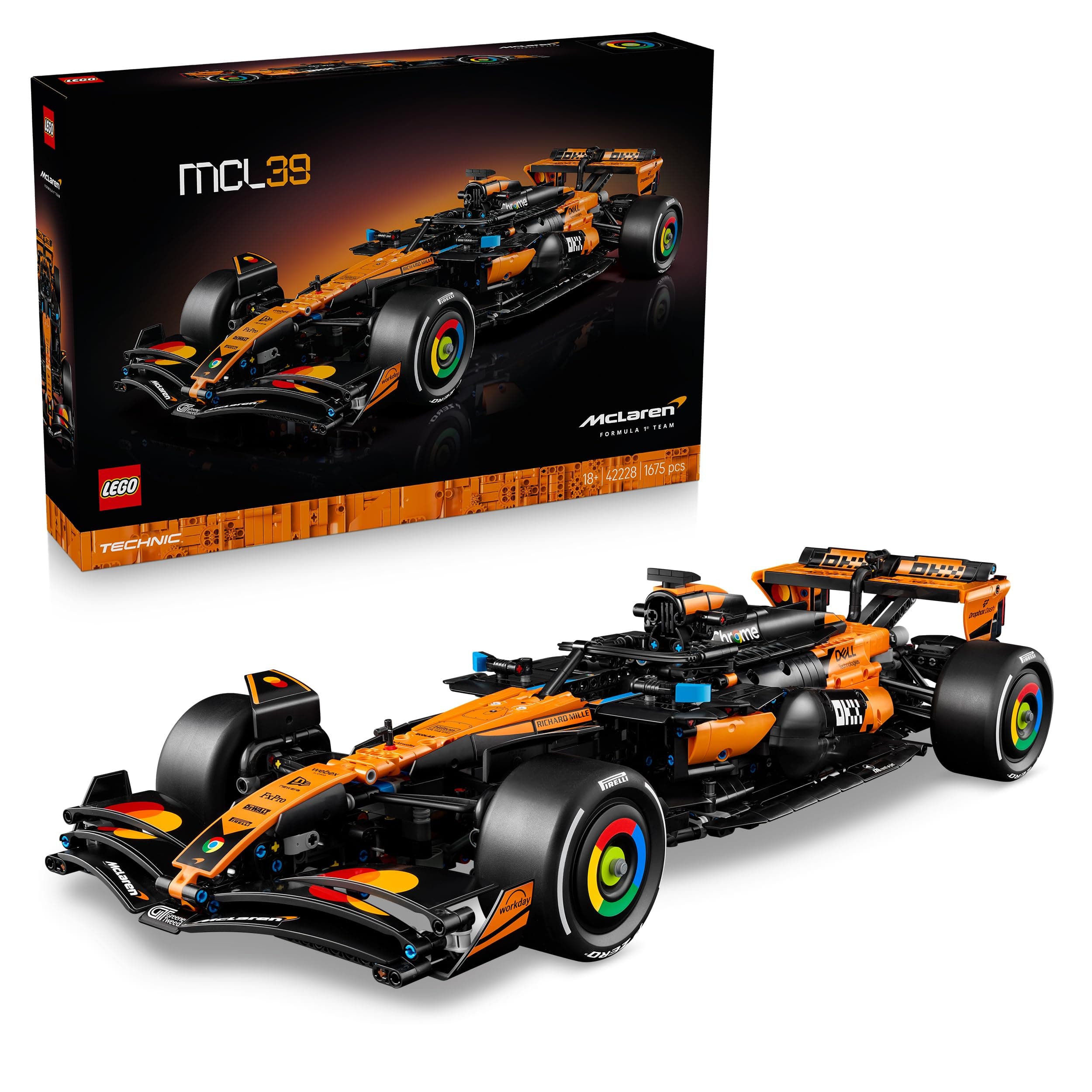 LEGO Technic Voiture McLaren MCL39 F1 - Maquette de Voiture pour Adulte - Set de Construction Formule 1 Collector - Moteur V6 & Différentiel - Idée Cadeau pour Fans de Sport Automobile 42228