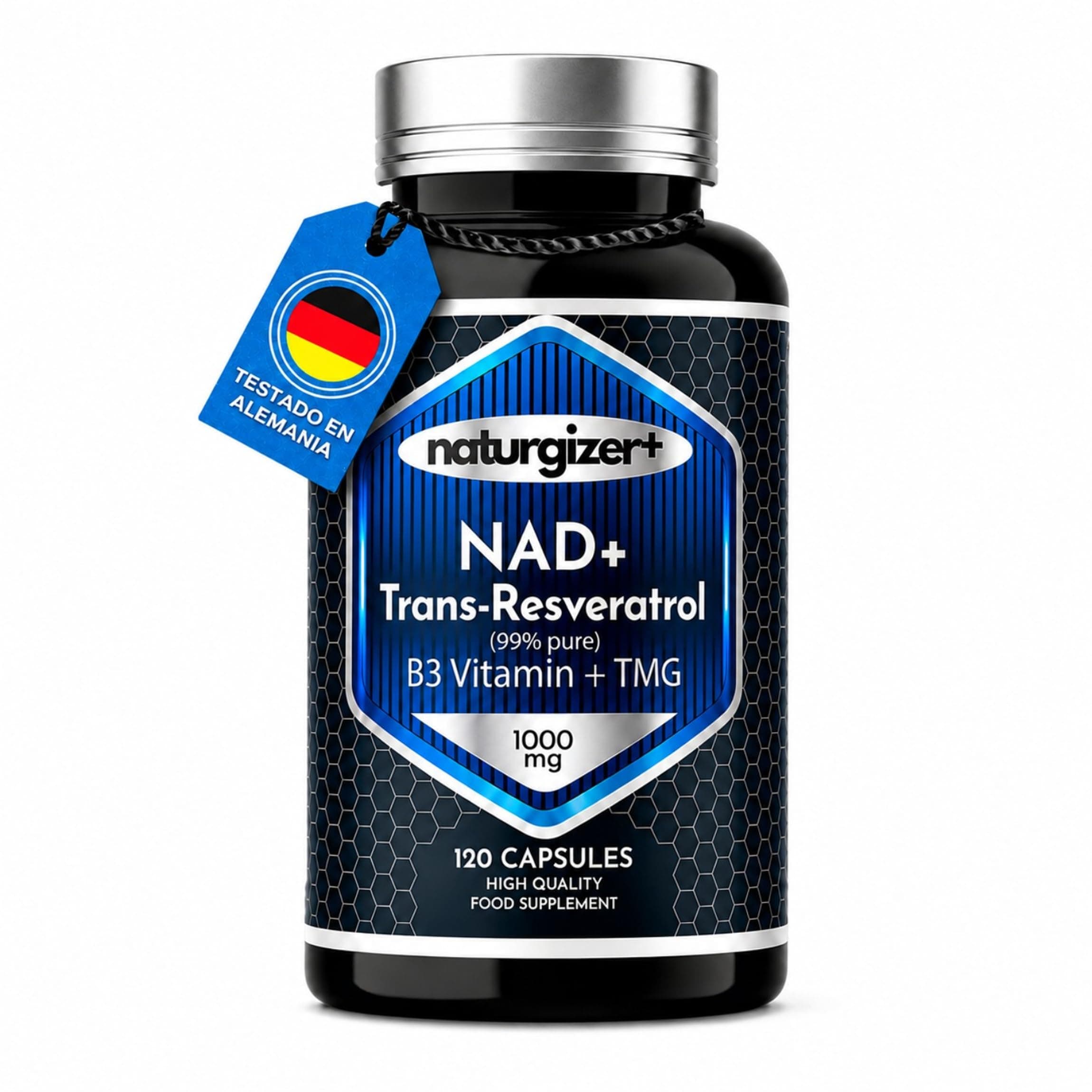 NAD Resveratrol Puro Complex 1000 mg Alta Pureza NAD Plus Liposomal | Advanced Complex 4+1 con NAD Liposomal al 99,4% de Pureza, Niacinamida y Betaína (TMG) 120 Cápsulas, Alternativa al NMN