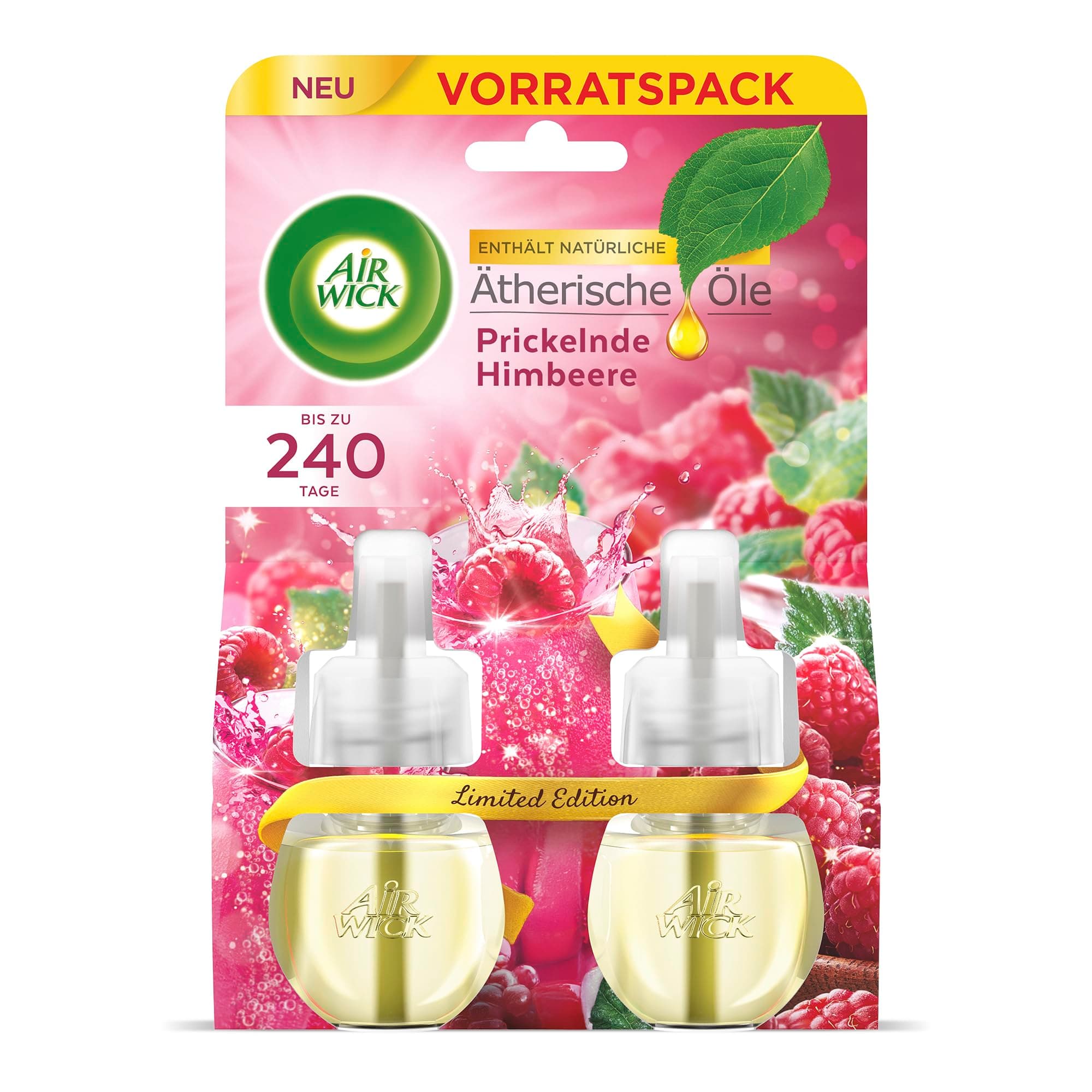 Air Wick Duftstecker Nachfüller Duo – Duft: Kirschblüte und Himbeere – Fruchtig-floraler Raumduft für die Steckdose – 2x 19ml Duftölflakon-Nachfüller