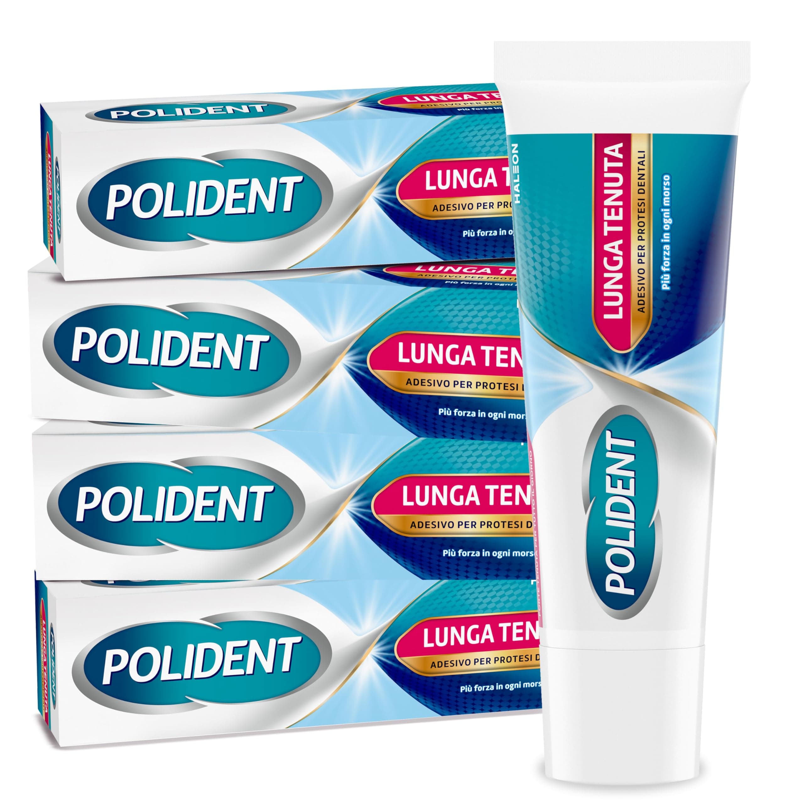 Polident Lunga Tenuta, Adesivo per Protesi Dentale, fino a 12 Ore di Tenuta Giornaliera, Gusto Menta Delicata, Pacco da 4x40 g