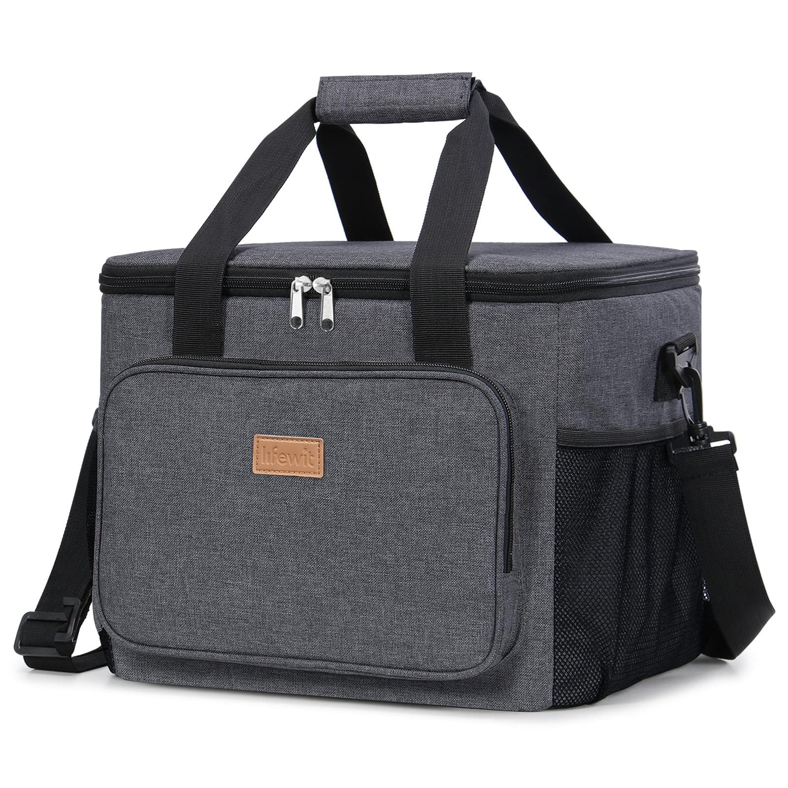 Lifewit 24L 40 Dosen Kühltasche klein unterwegs, Isolierte Cooler Bag Lunchtasche faltbar für Herren und Damen, wasserdichte Thermotasche Umhänge für Essen, Bier, Arbeit, Strand, Reise, Dunkelgrau