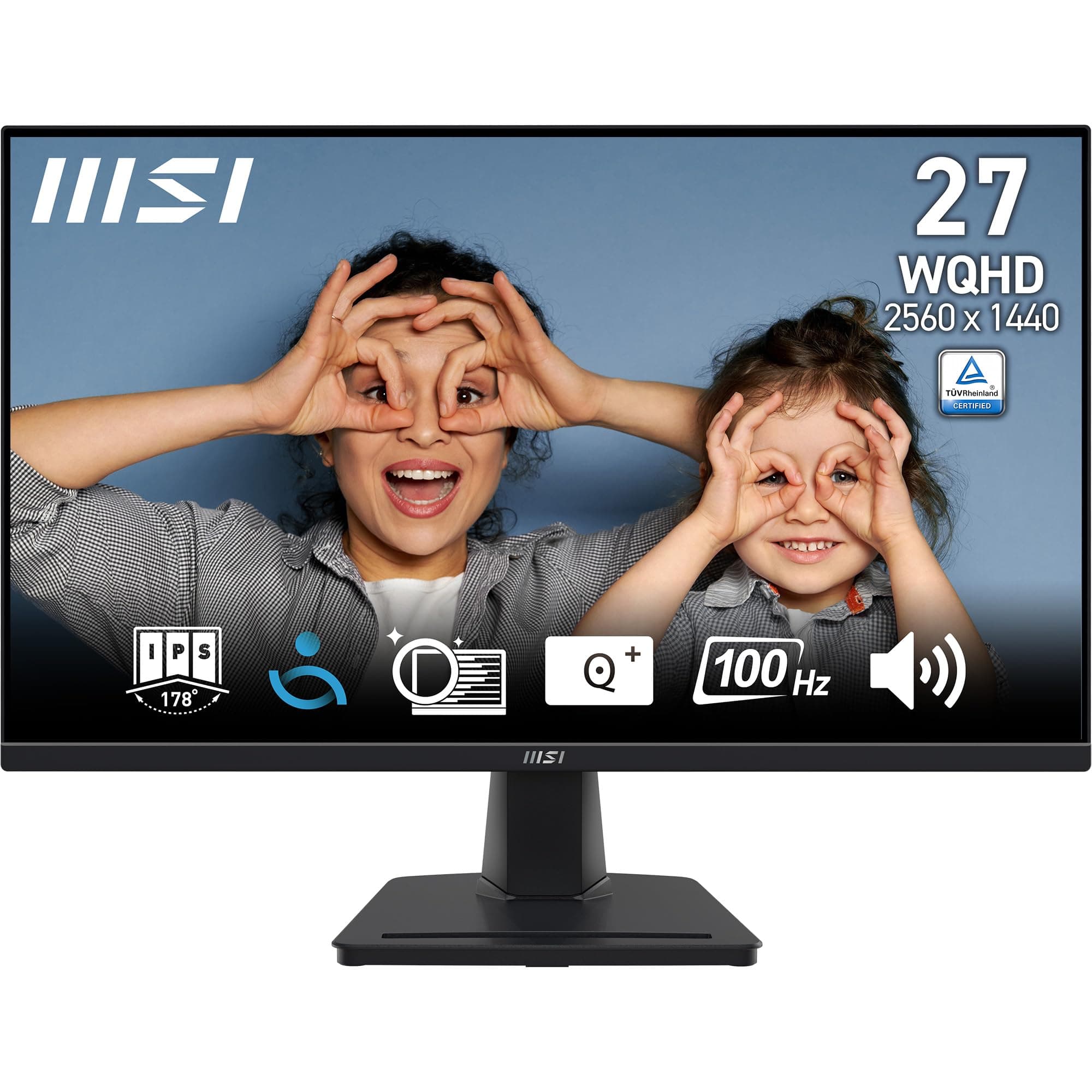 msi PRO MP275Q Monitor 27" WQHD - 2560 x 1440, pannello IPS, 100 Hz, schermo anti-affaticamento, altoparlanti integrati, inclinazione regolabile - HDMI 2.0b, DP 1.2a