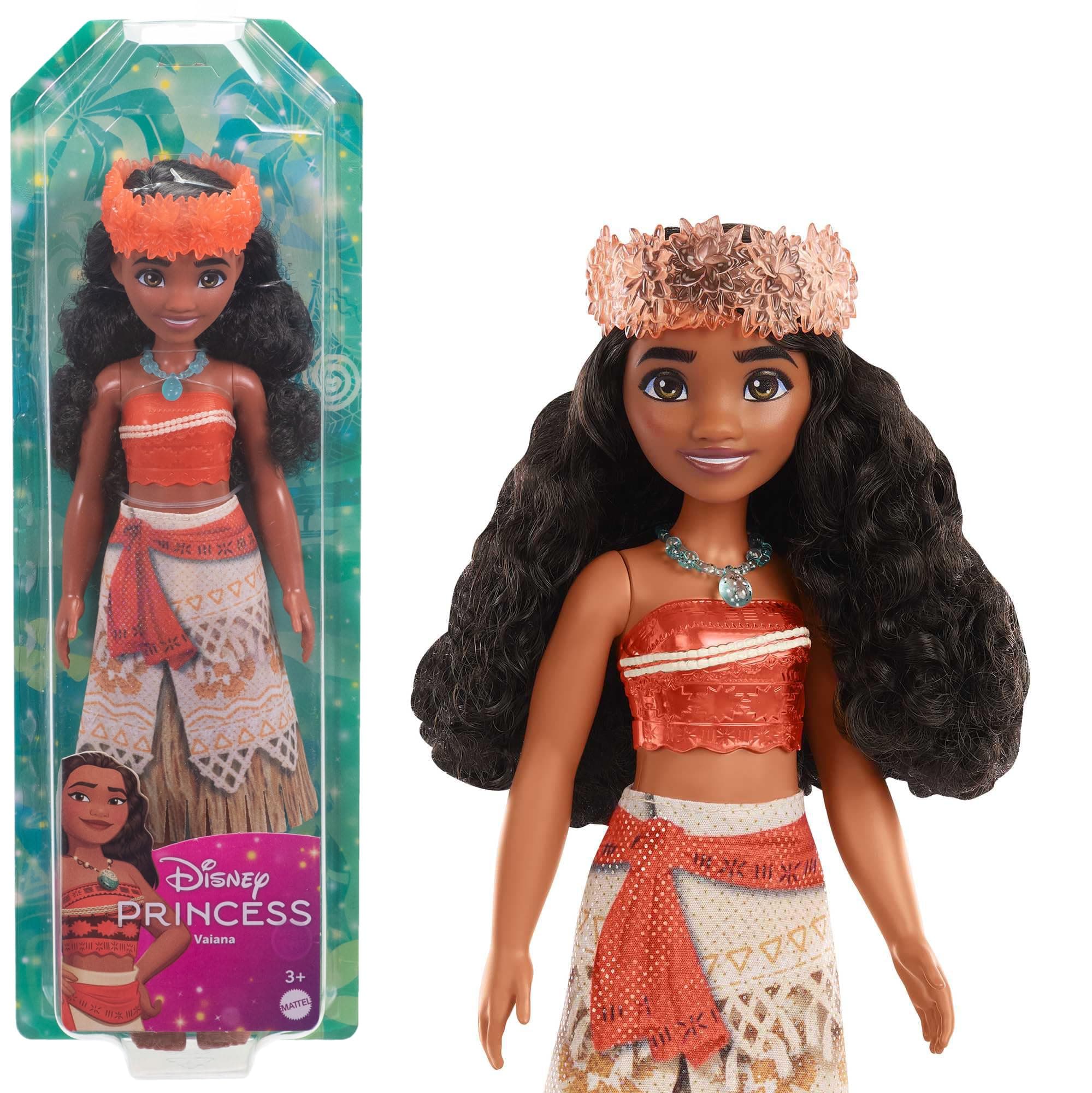 Mattel Disney Princesas Vaiana Muñeca articulada de moda con ropa y accesorios brillantes inspirados en las películas de Disney, juguetes y regalos para niños y niñas, HPG68