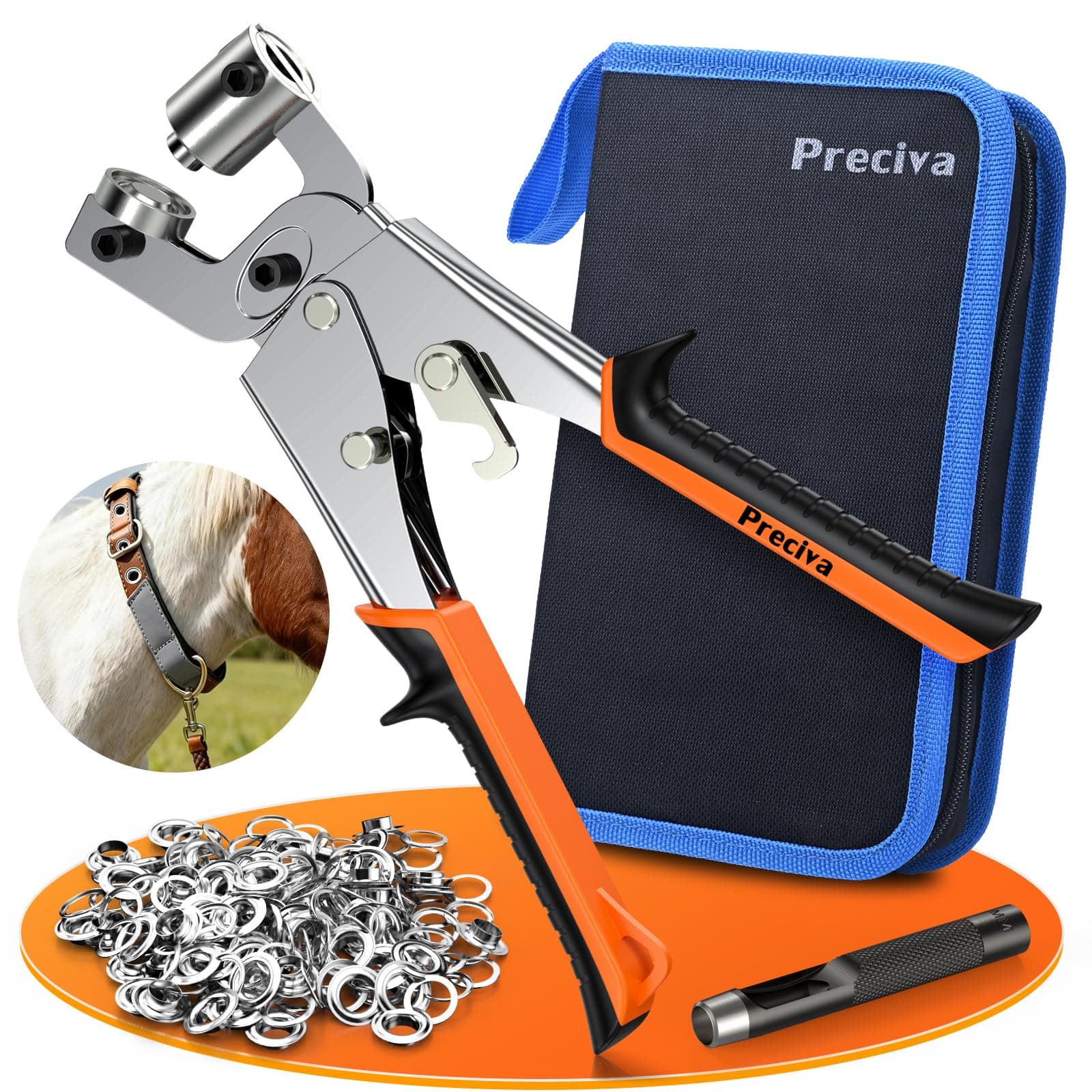 Alicates de Ojal de Bloqueo ，ojales para lonas con 200 Ojetes Metalicos (Ø interior 10mm),remachadora ojales metali cos para Lonas Tejidos Velas Solares Cartón Cuero y PVC