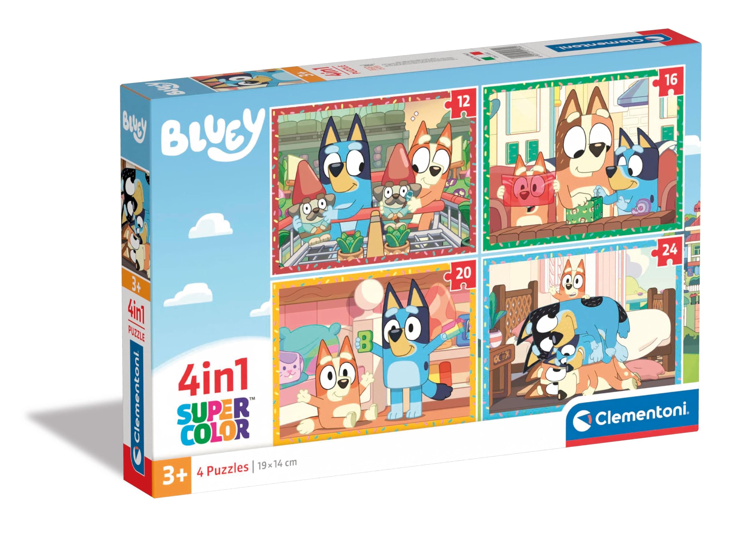 Clementoni Bluey Puzzle 4 in 1, Puzzle für Kinder ab 3 Jahren, Hergestellt in Italien, Multicolor - 21530
