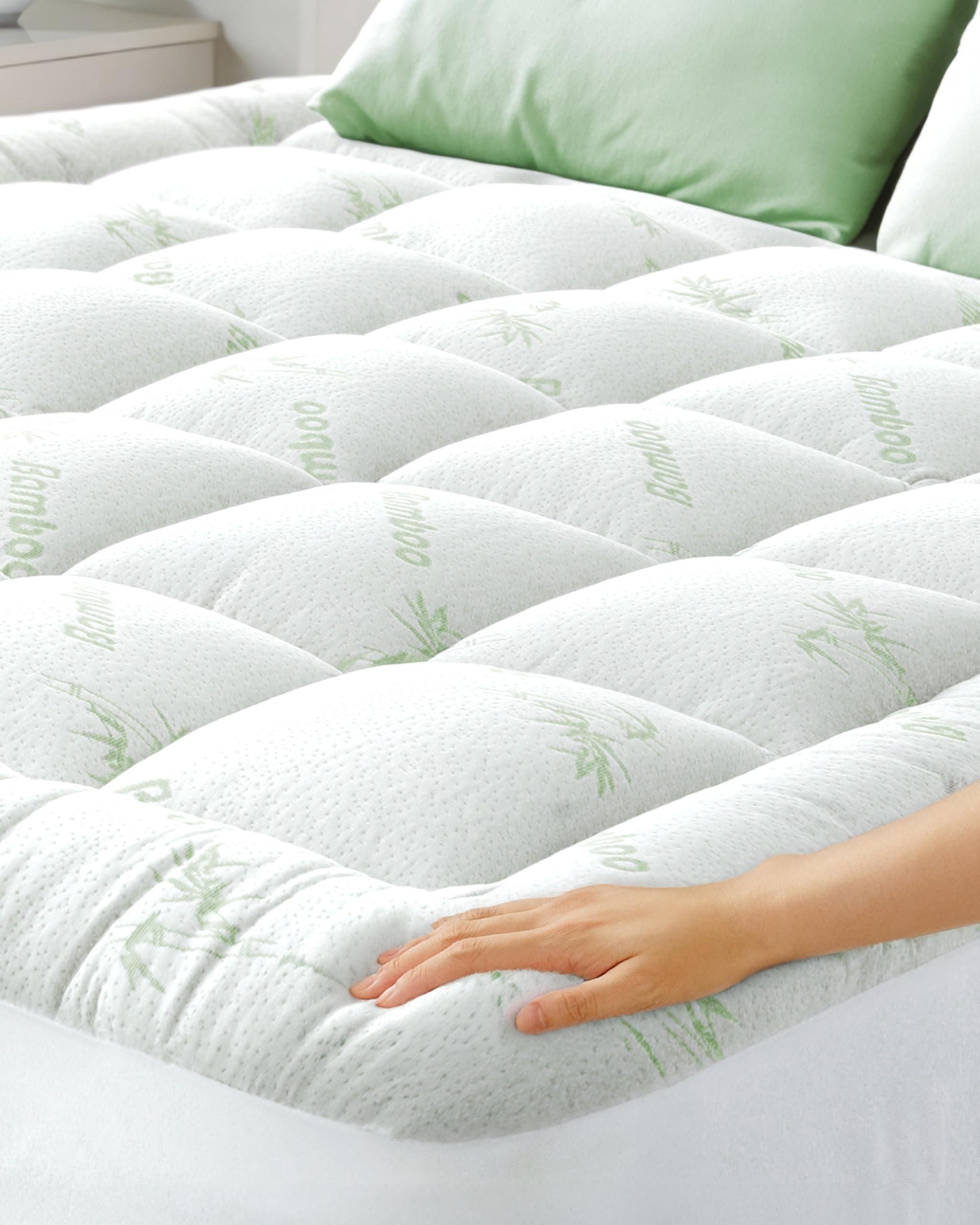 Topper matrimoniale Cloud-Like Comfort - Protezione in viscosa di bambù ultra morbida, traspirante e rinfrescante - 160x190 cm, vestibilità profonda