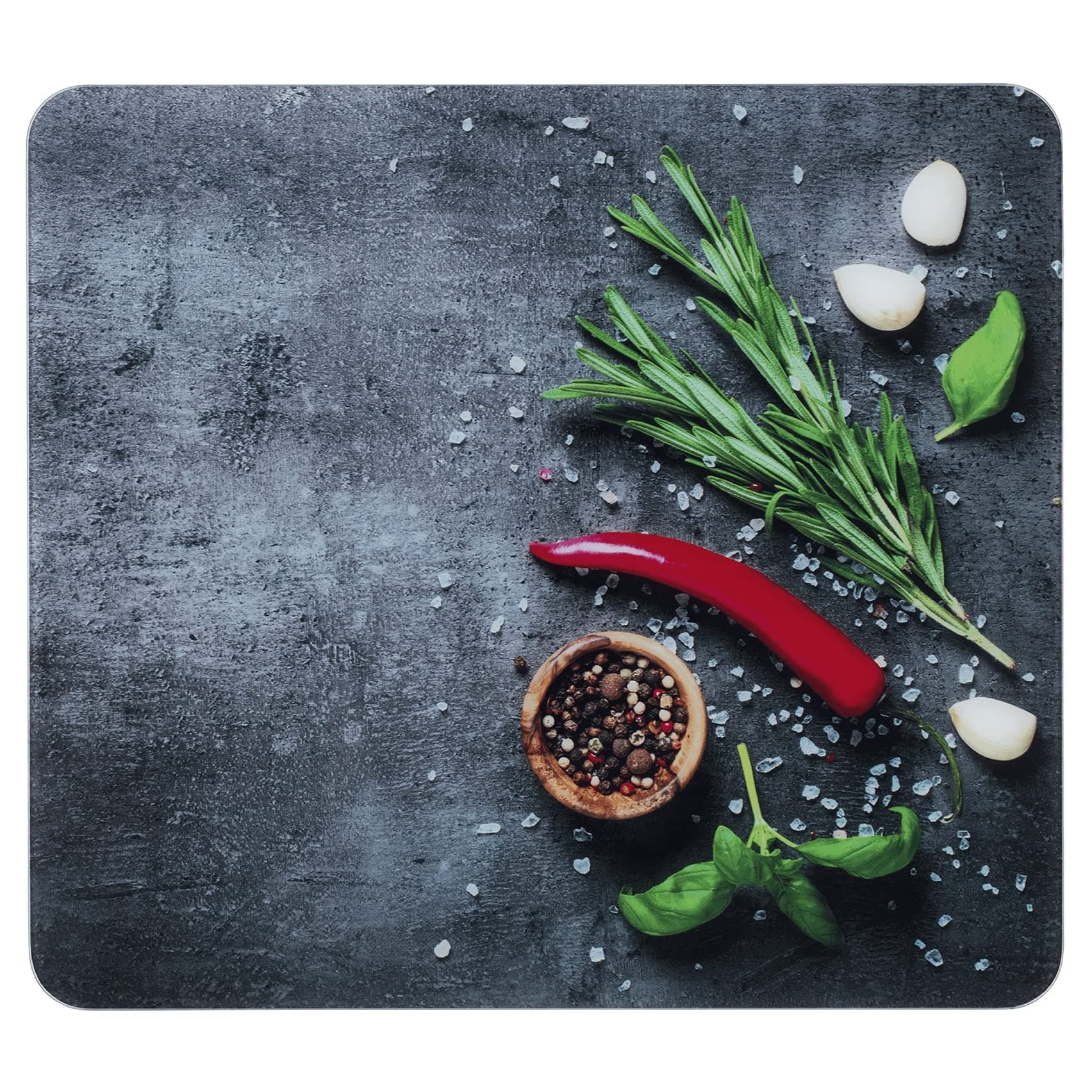 Maximex Multi-Platte Romsmarin, Herdabdeckung für Glaskeramik-Kochfelder, Gehärtetes Glas, 56 x 50 cm , mehrfarbig