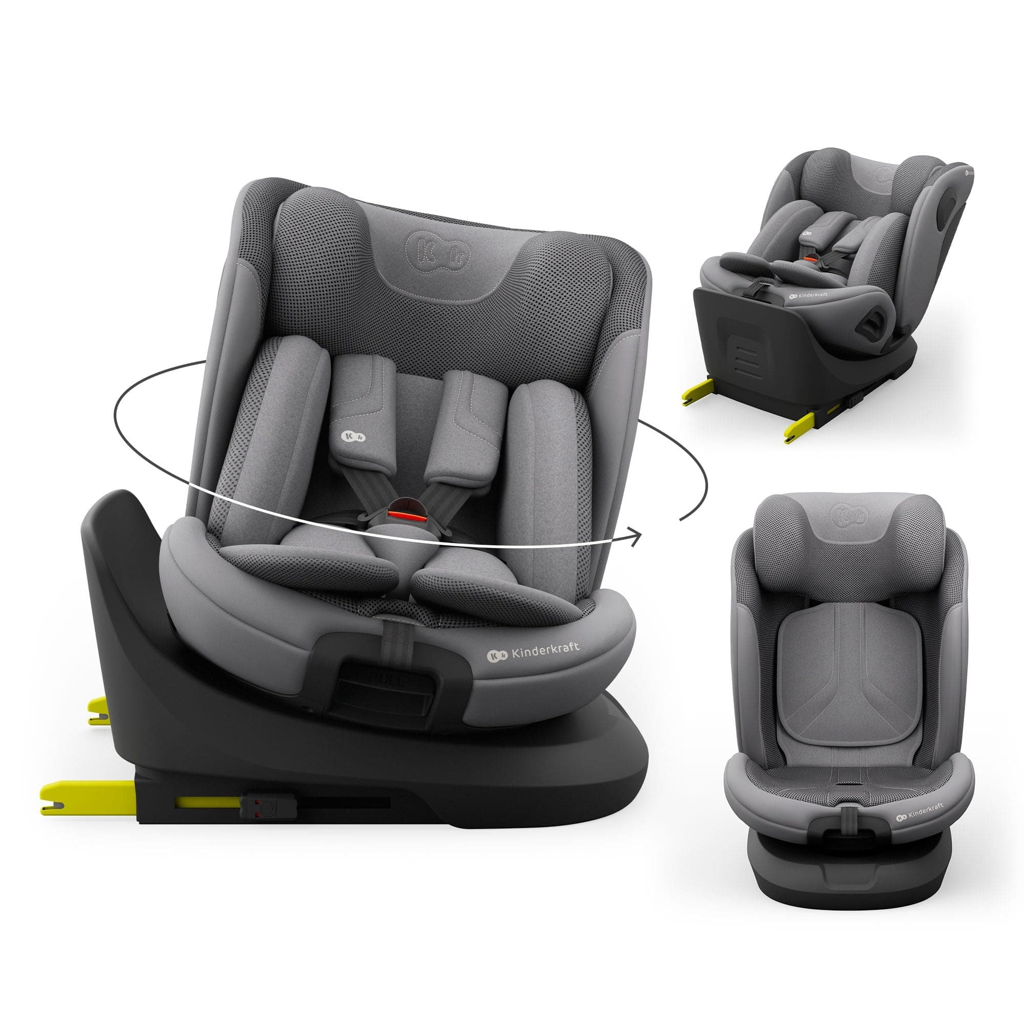 Kinderkraft I-GROW 2 PRO Siège Auto i-Size 40–150 cm (0–12 ans), Dos à la route jusqu’à 105 cm, 5 inclinaisons, ISOFIX + Top Tether, H-GUARD+ & SPS+, Gris