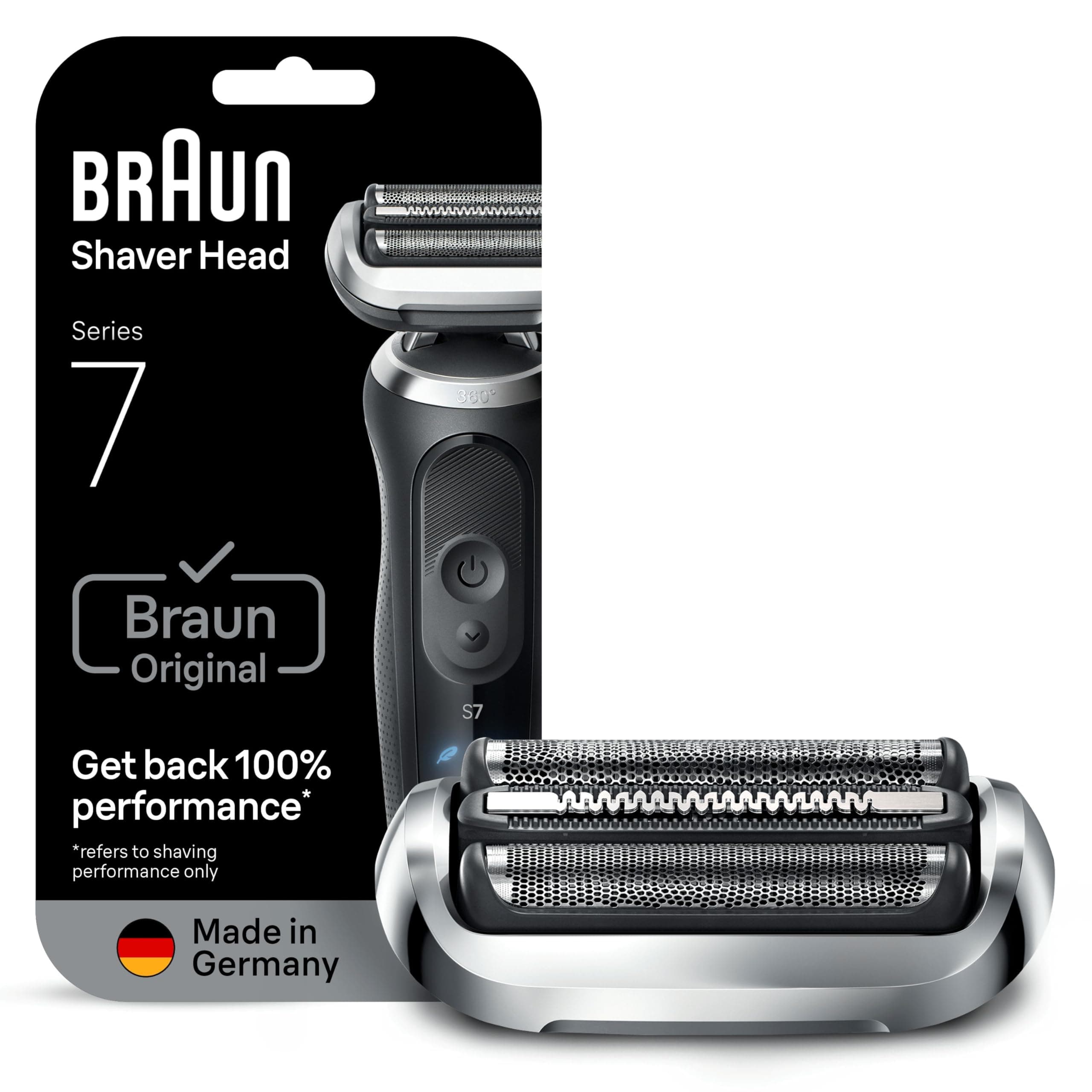 Braun 70S Testina di Ricambio ORIGINALE per Rasoio Elettrico Barba - Compatibile Con i Rasoi Series 7, per una Rasatura Ottima Ogni Giorno, Argento