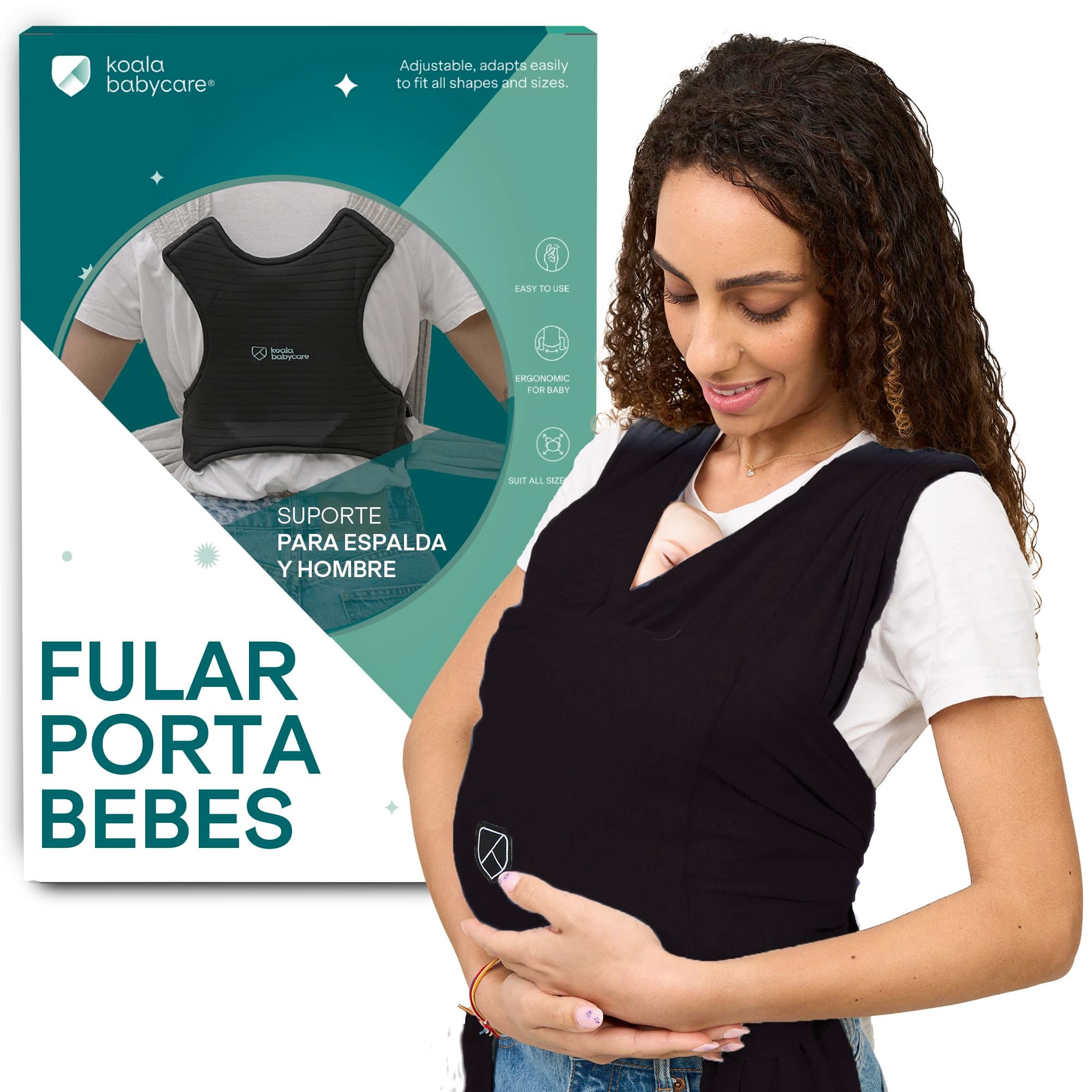 Koala Babycare - Fular Portabebés elastico fácil de usar y colocar, unisex ajustable, mochila multiusos apropiada hasta 9 kg. Diseño Registrado KBC®