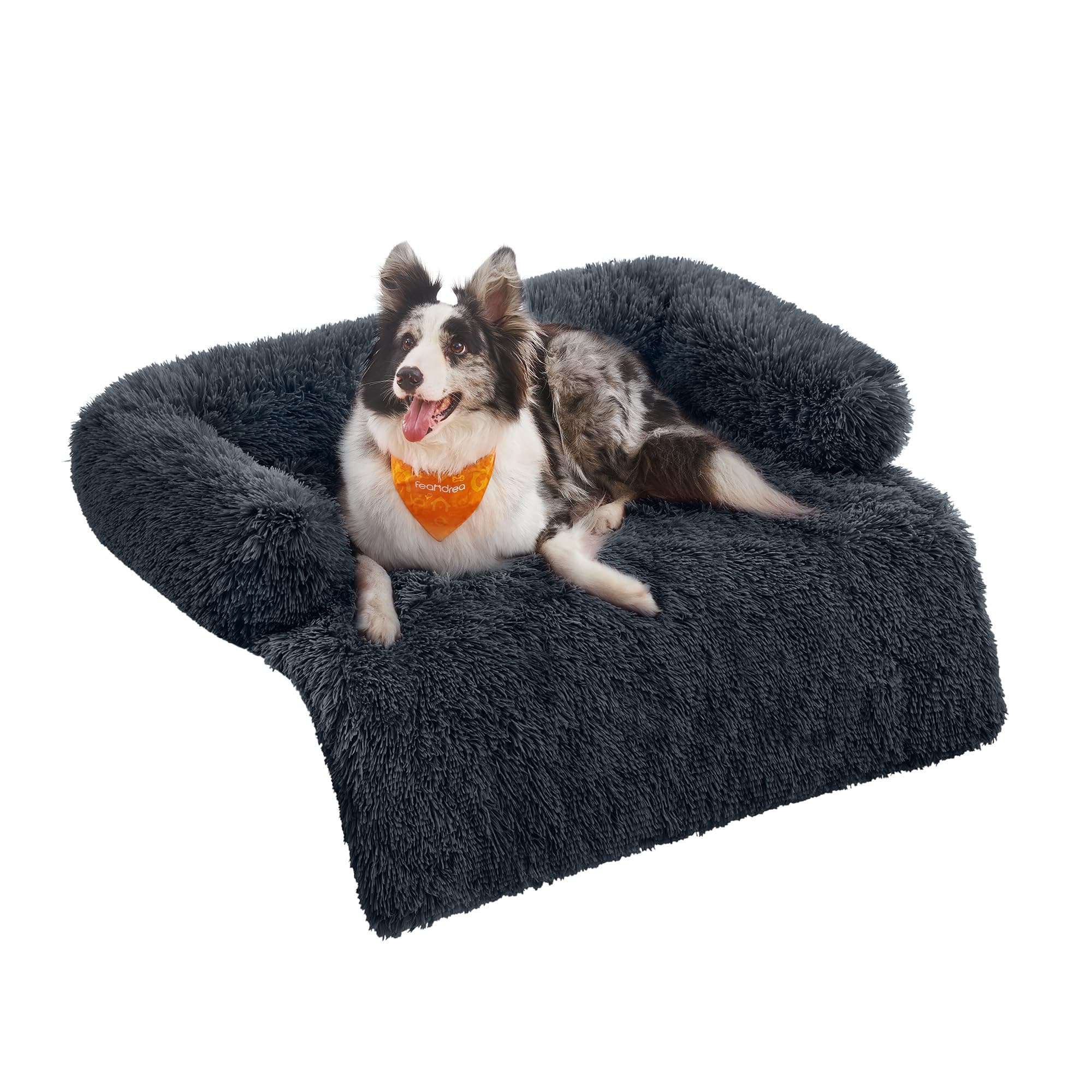 Feandrea FluffyHug Hundebett Plüsch, Hundedecke Sofa, Sofaschutz Hund, Hundekissen, Größe XL, für mittelgroße und große Hunde, 110 x 95 x 18 cm, dunkelgrau PGW223G02