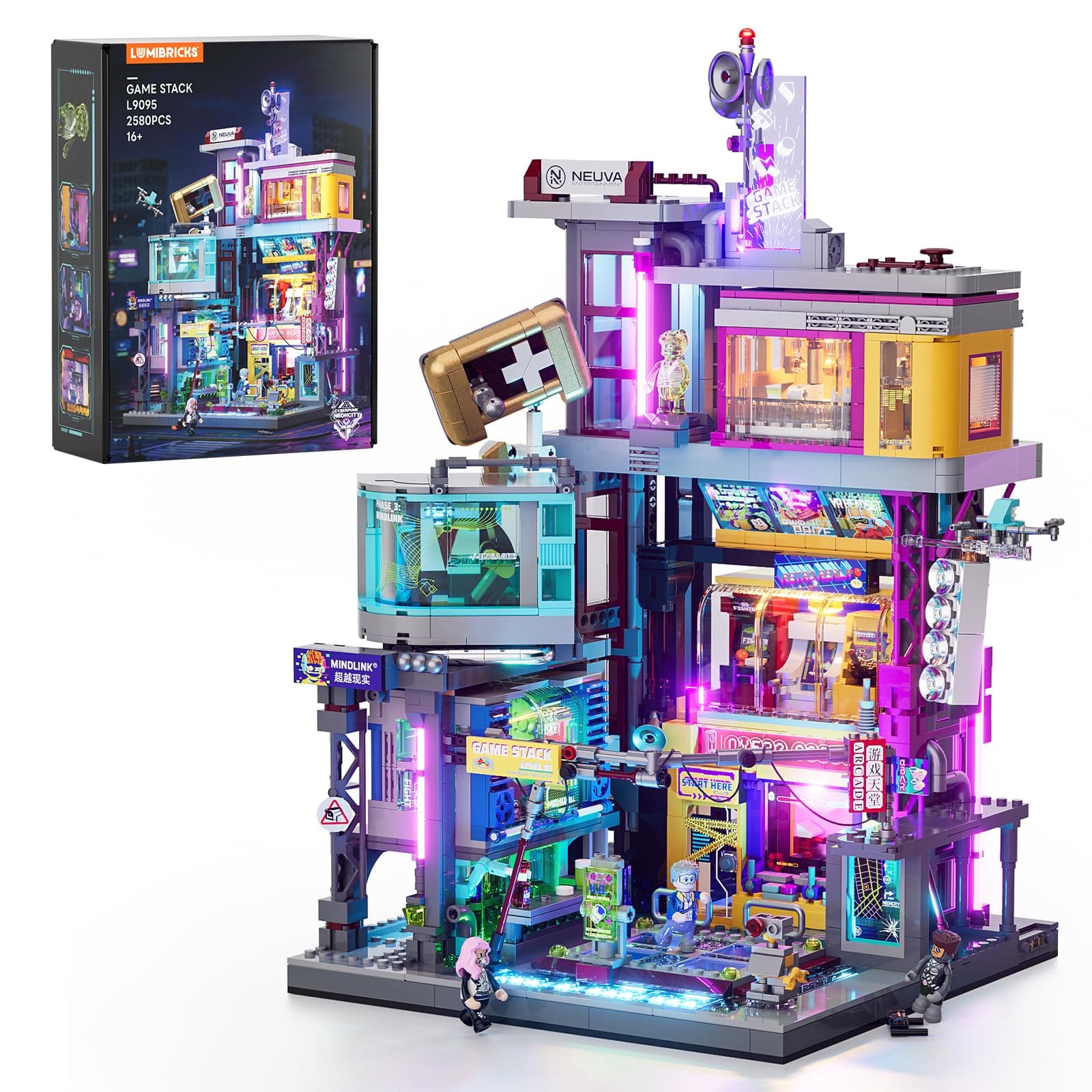 Lumibricks Cyberpunk Game Stack Lighting Kit de construction 2 580 pièces, construction modulaire avec mécanismes détachables, pour les amateurs d'adultes et les fans de science-fiction