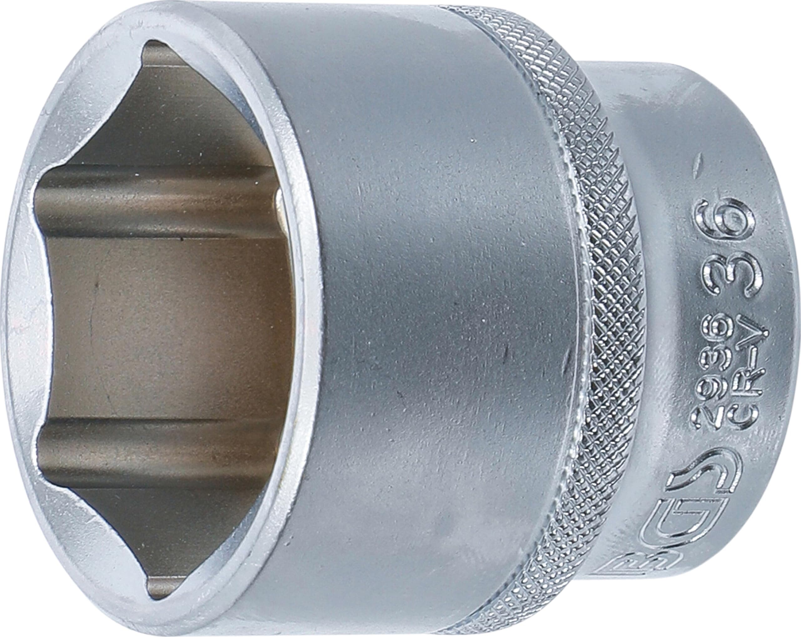 BGS 2936 | Steckschlüssel-Einsatz Sechskant | 12,5 mm (1/2") | SW 36 mm | CV-Stahl | Stecknuss