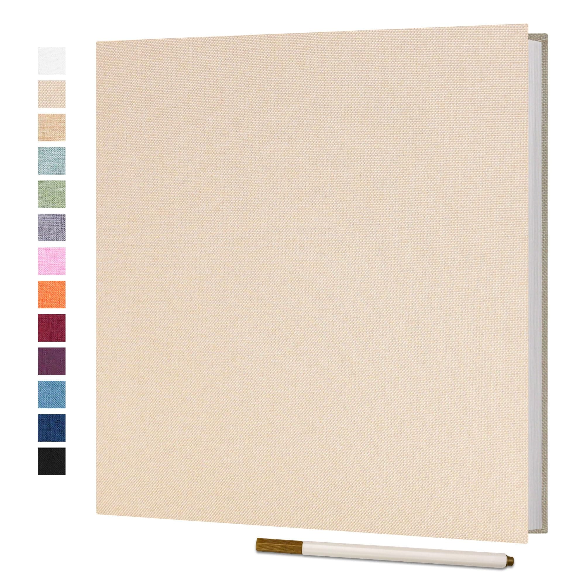 Vienrose Album Fotos Autoadhesivo 33x32 CM Album de Fotos Para Pegar y Escribir Funda de Lino Scrapbook Regalo Bebé Cumpleanos Recuerdos Boda Aniversario Familiares con un bolígrafo Metálico