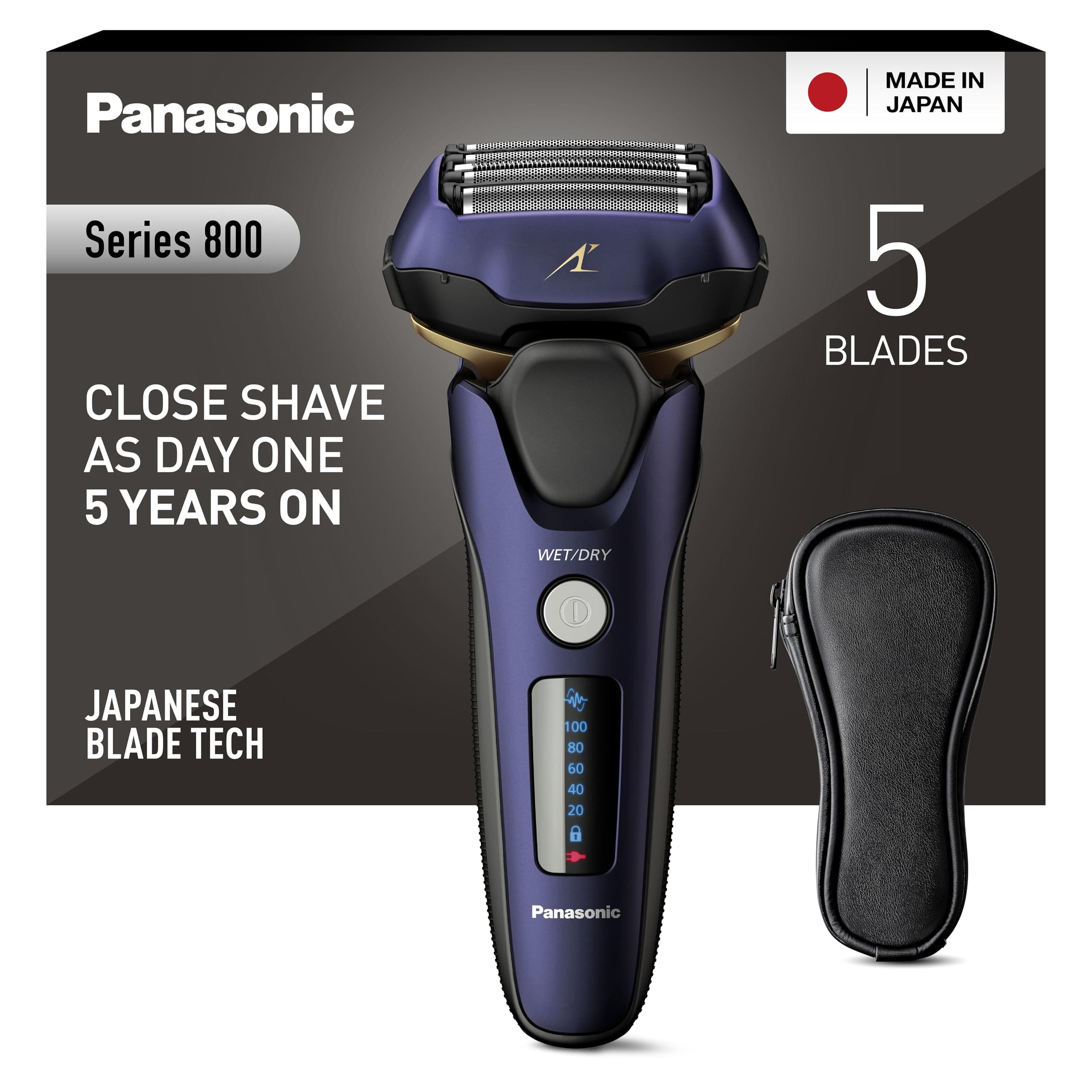 Panasonic Series 800 ES-LV67 Personalcare Rasoir 5 Lames dont 2 de finition externes Wet & Dry 4 accessoires 51 min d'autonomie 1 heure de charge Moteur linéaire Bleu