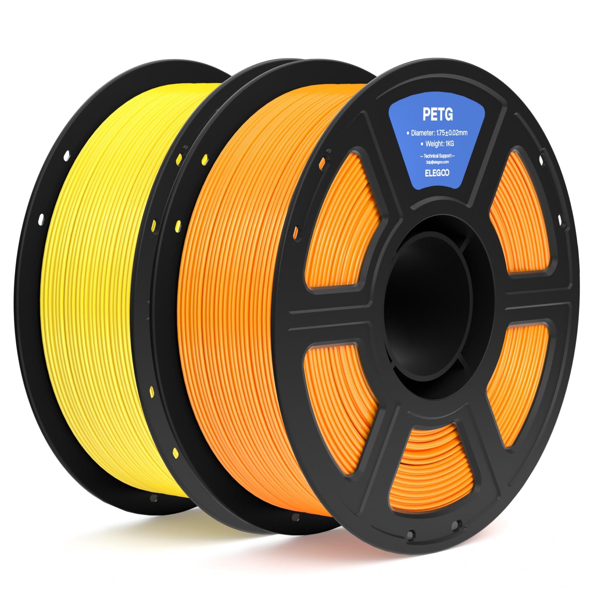 ELEGOO PETG Filament 1,75 mm Gelb Orange 2 KG, 3D-Drucker-Filament, Maßgenauigkeit +/- 0,02 mm, 1-kg-Spule (2.2 lbs), Filament-3D-Druckmaterialien Passend für die Meisten 3D Printer