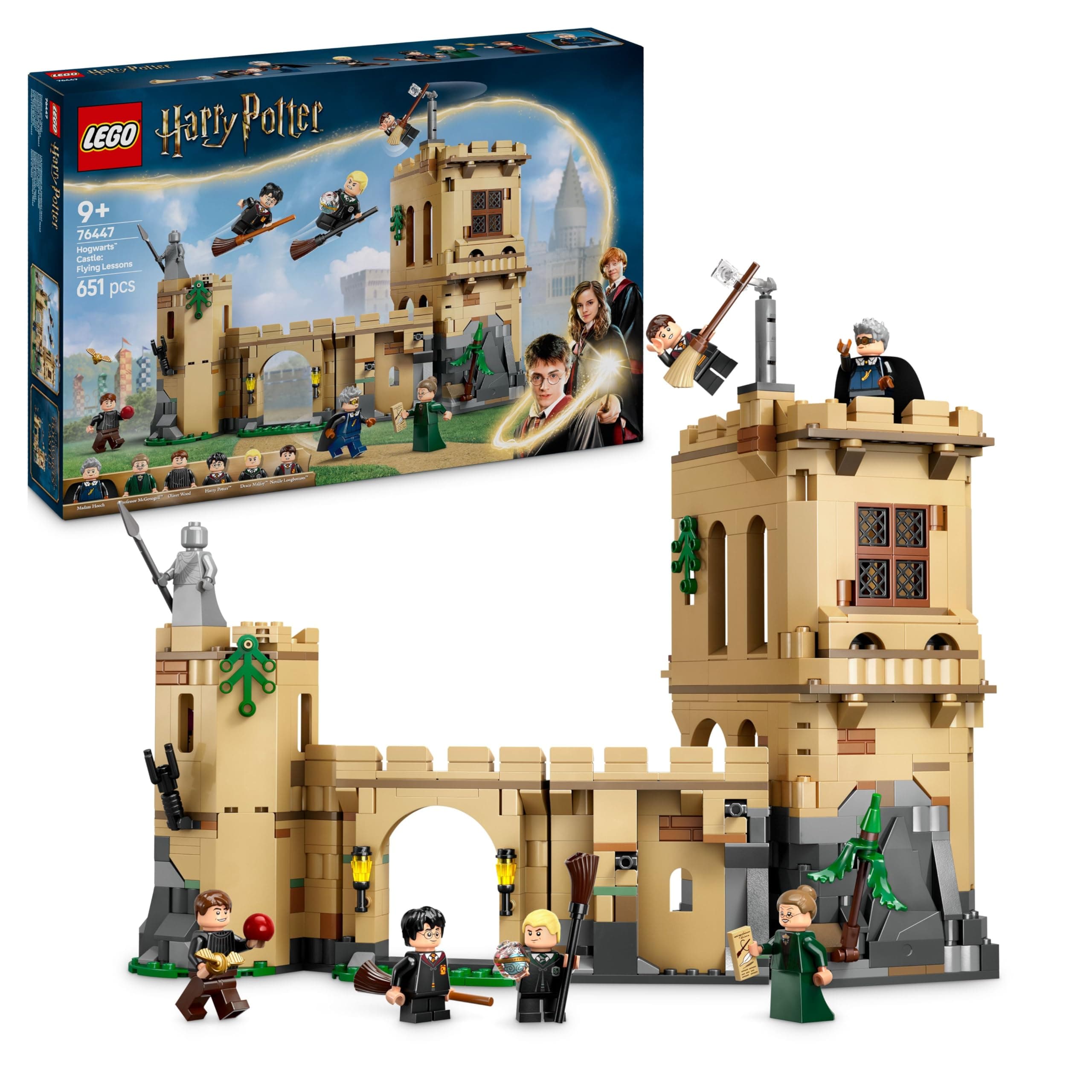 LEGO Harry Potter Schloss Hogwarts: Flugstunden, Abenteuer-Spielset mit 6 Minifiguren zum Sammeln, inkl. Draco Malfoy & Professor McGonagall, Rollenspiel Set für Jungen und Mädchen ab 9 Jahren 76447