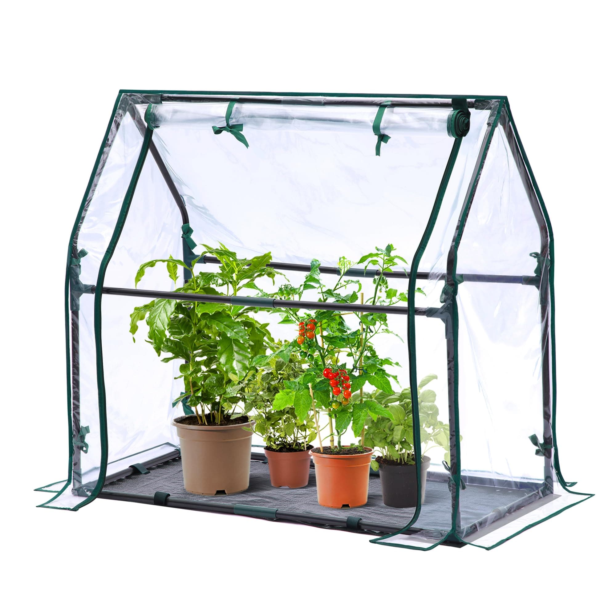 Ohuhu Mini Gewächshaus Zimmergewächshaus PVC Foliengewächshaus mit wasserdichte Matte, Tomatenhaus Folie Gewächshaus Klein für Sämling Pflanze die Indoor Kräutergarten 91,5x45,5x84 cm