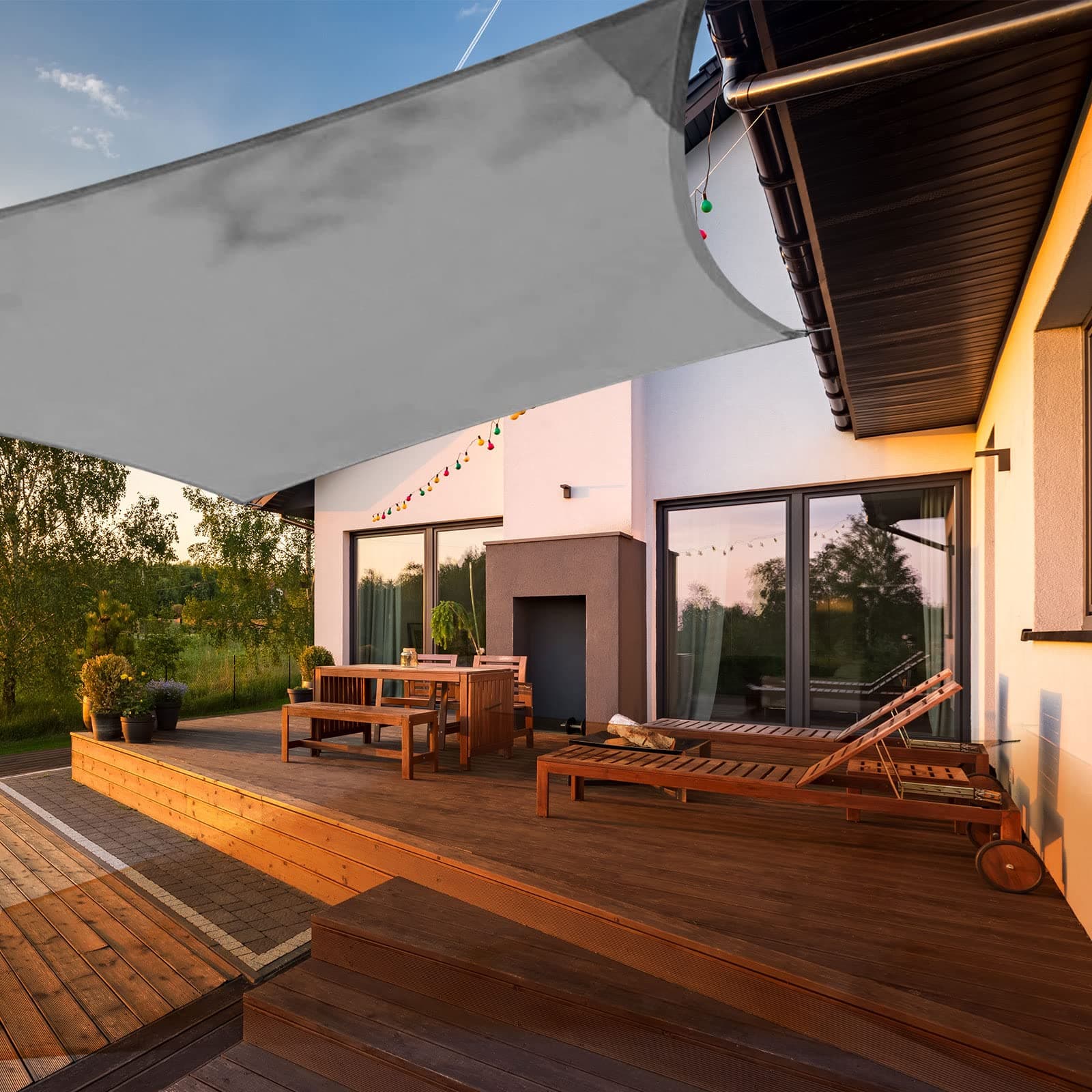 HAIKUS Toldo Vela de Sombra Impermeable Cuadrado 3x3m Protección UV PES, Toldos para Patio Exterior Jardín Terraza - Gris