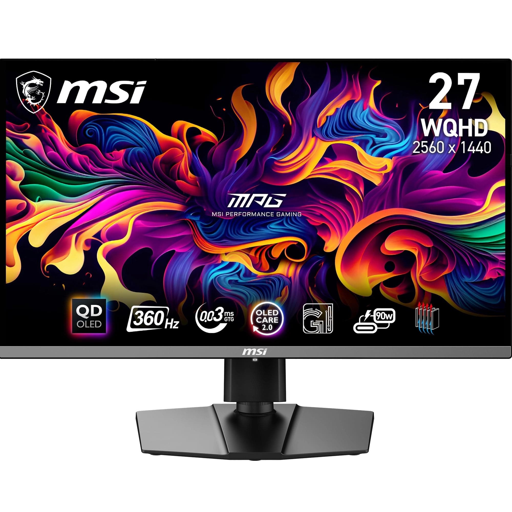 MSI MPG 271QRX QD-OLED écran Gaming 26.5 Pouces WQHD - Dalle Quantum Dot OLED 2560 x 1440, 360Hz / 0,03ms, 99% DCI-P3, ΔE≤2, DisplayHDR True Black 400 - KVM, RGB, DP 1.4a, HDMI 2.1, USB Type-C