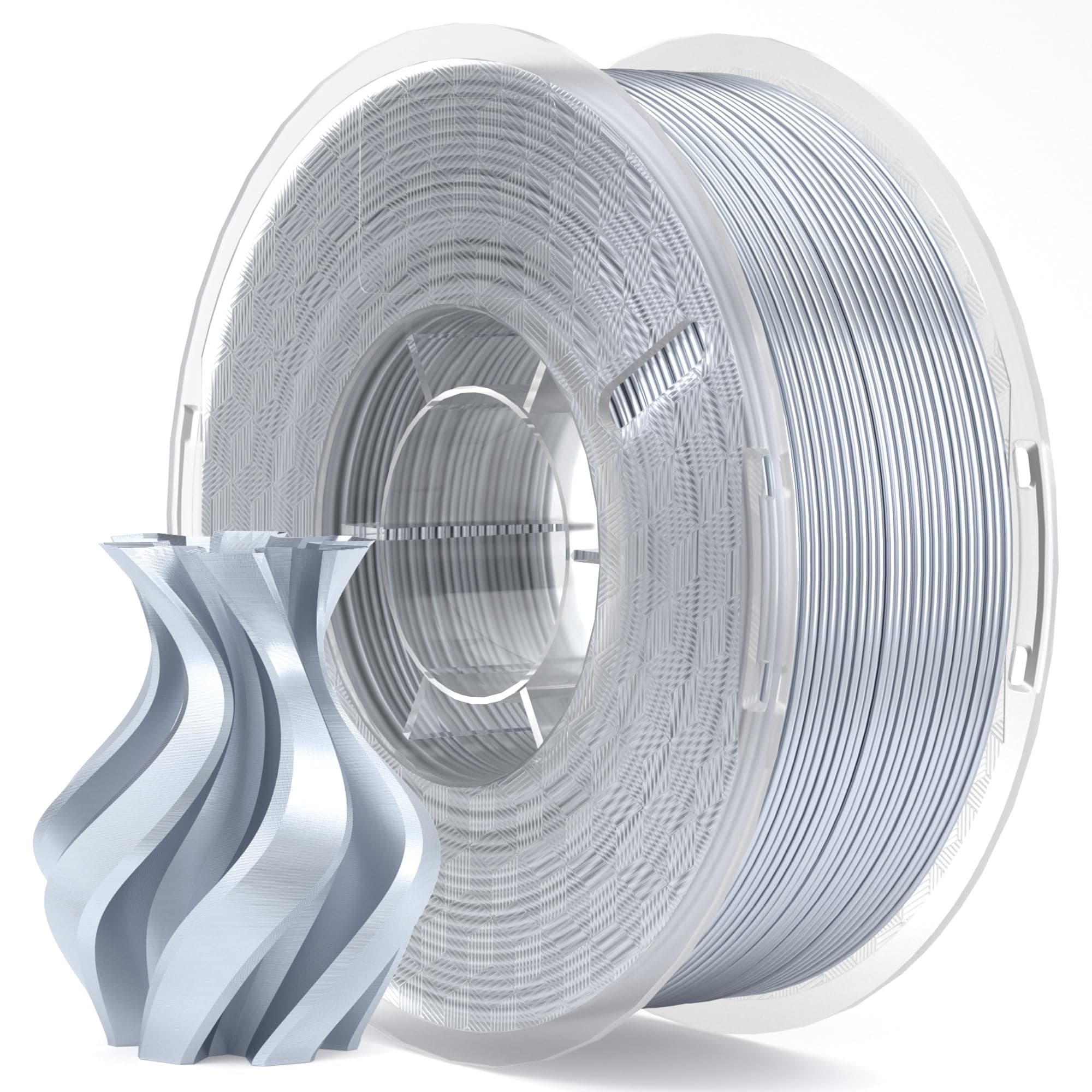 ELEGOO Filament PLA Soie 1,75 mm Gris Argent 1KG, Filament pour Imprimante 3D Brillant Précision Dimensionnelle +/- 0,02 mm, Bobine 1kg (2,2 lbs) Compatible avec la Plupart des Imprimantes 3D FDM