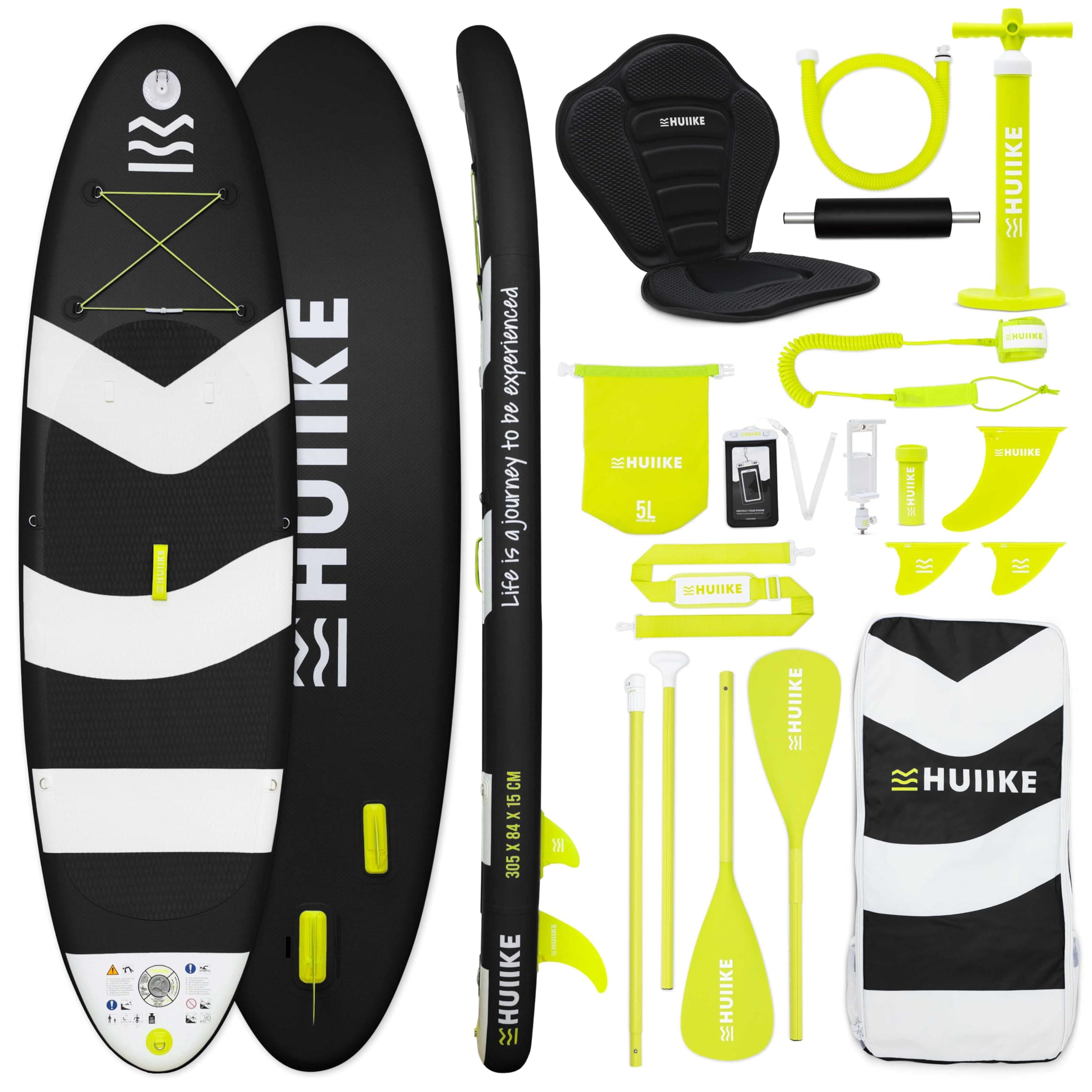 HUIIKE Tabla Paddle Surf Hinchable con Accesorios Incluidos, Remo, Quillas, Inflador. Stand Up Paddle Board Gran Estabilidad y Resistencia. 305 x 84 x 15 cm, Soporta hasta 130 kg