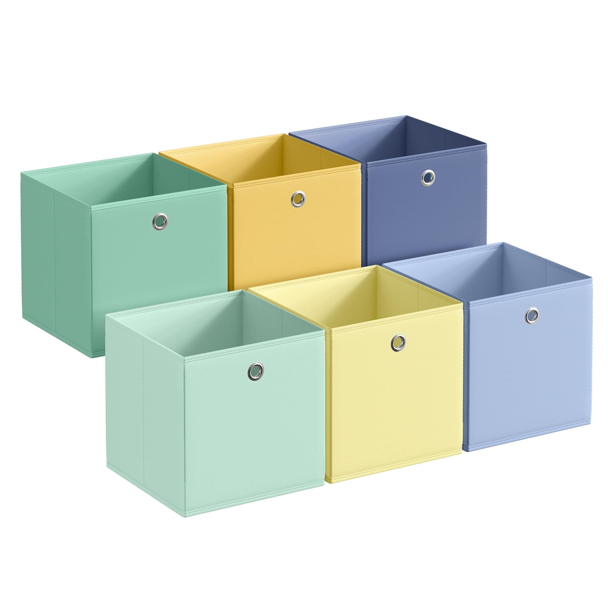 SONGMICS Aufbewahrungsbox, 6er Set, Ordnungsboxen, geruchsneutral, Faltbox, 30 x 30 x 30 cm, Stoffbox, für Würfelregal, Organizer bunt, Aufbewahrungskorb, für Schlafzimmer, Wohnzimmer RFB230XA08