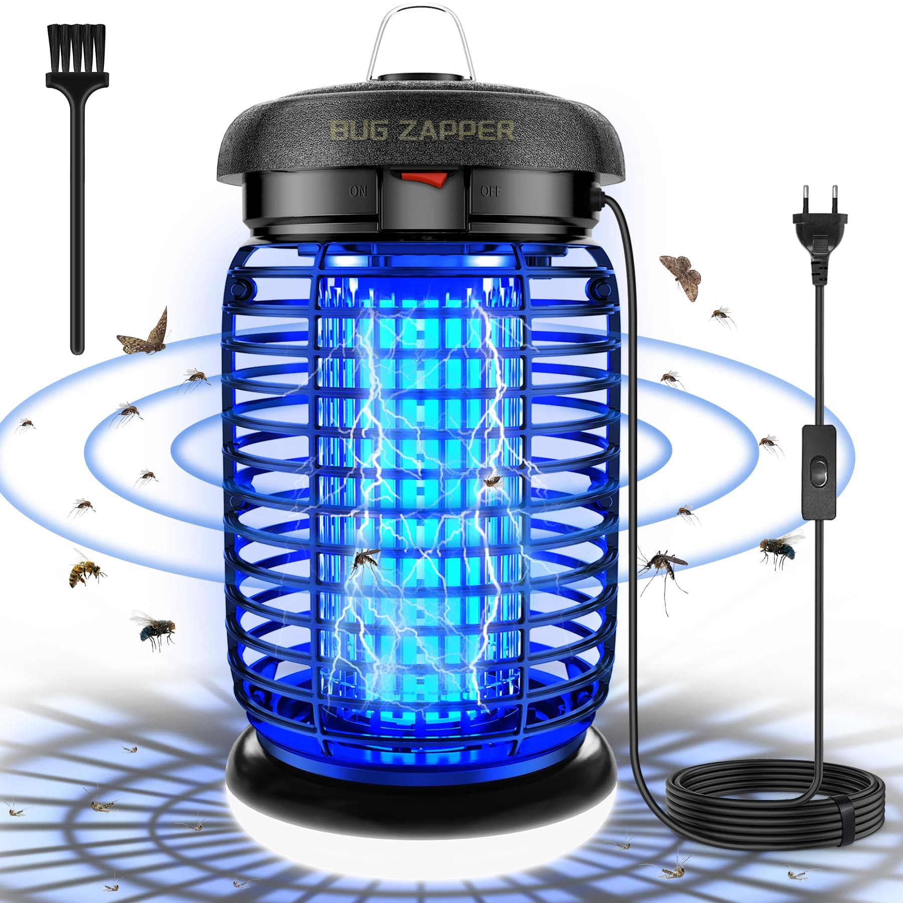 seenlast Lámpara Antimosquitos Electrico, Mata Mosquitos Electrico 4200V 15W UV Lampara Mosquitos, Atrapa Mosquitos con LED,IPX4 Impermeable,Area Efectiva 140m² para Interior y Exterior